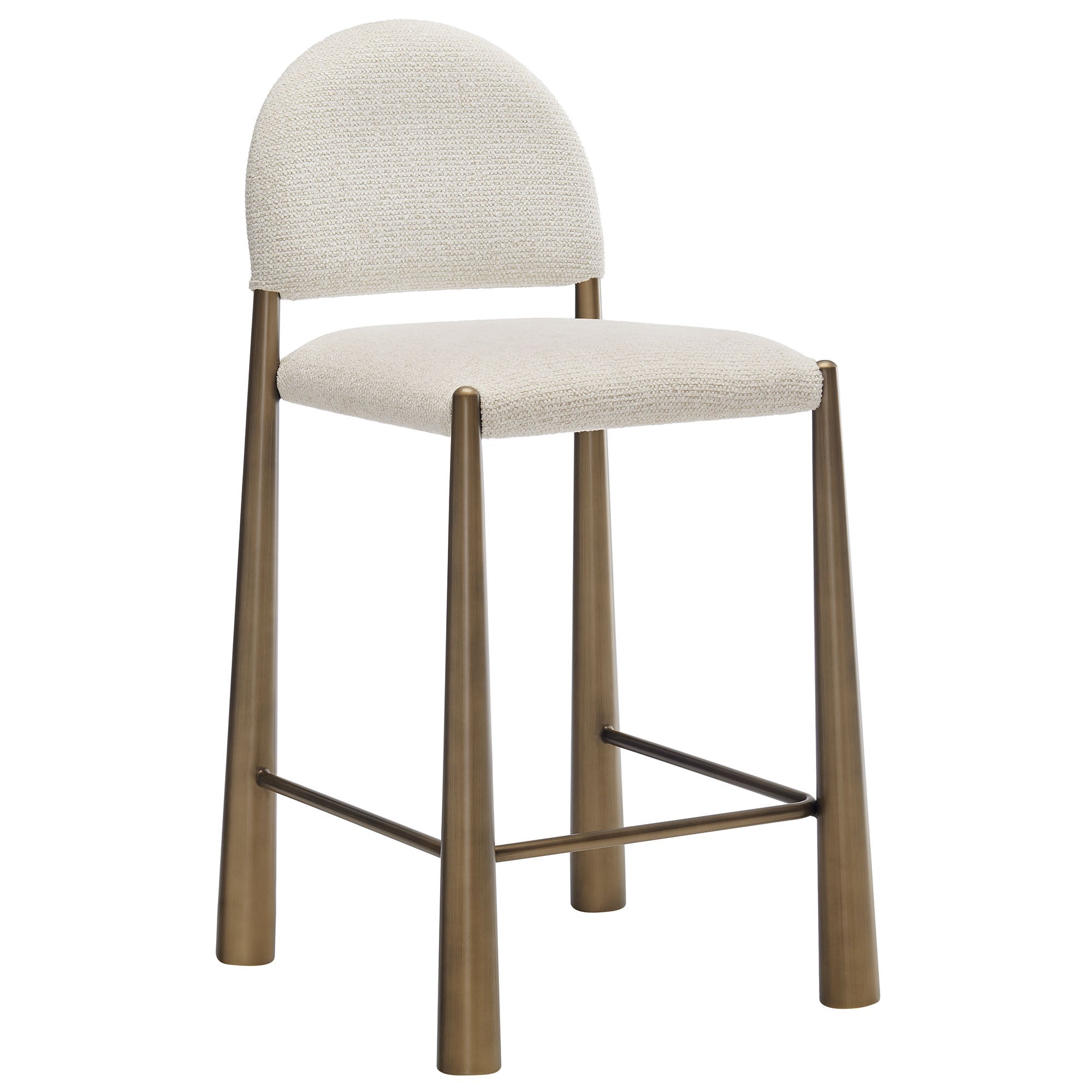 Hayley Upholstered Fabric Counter Stool, Brass Cream