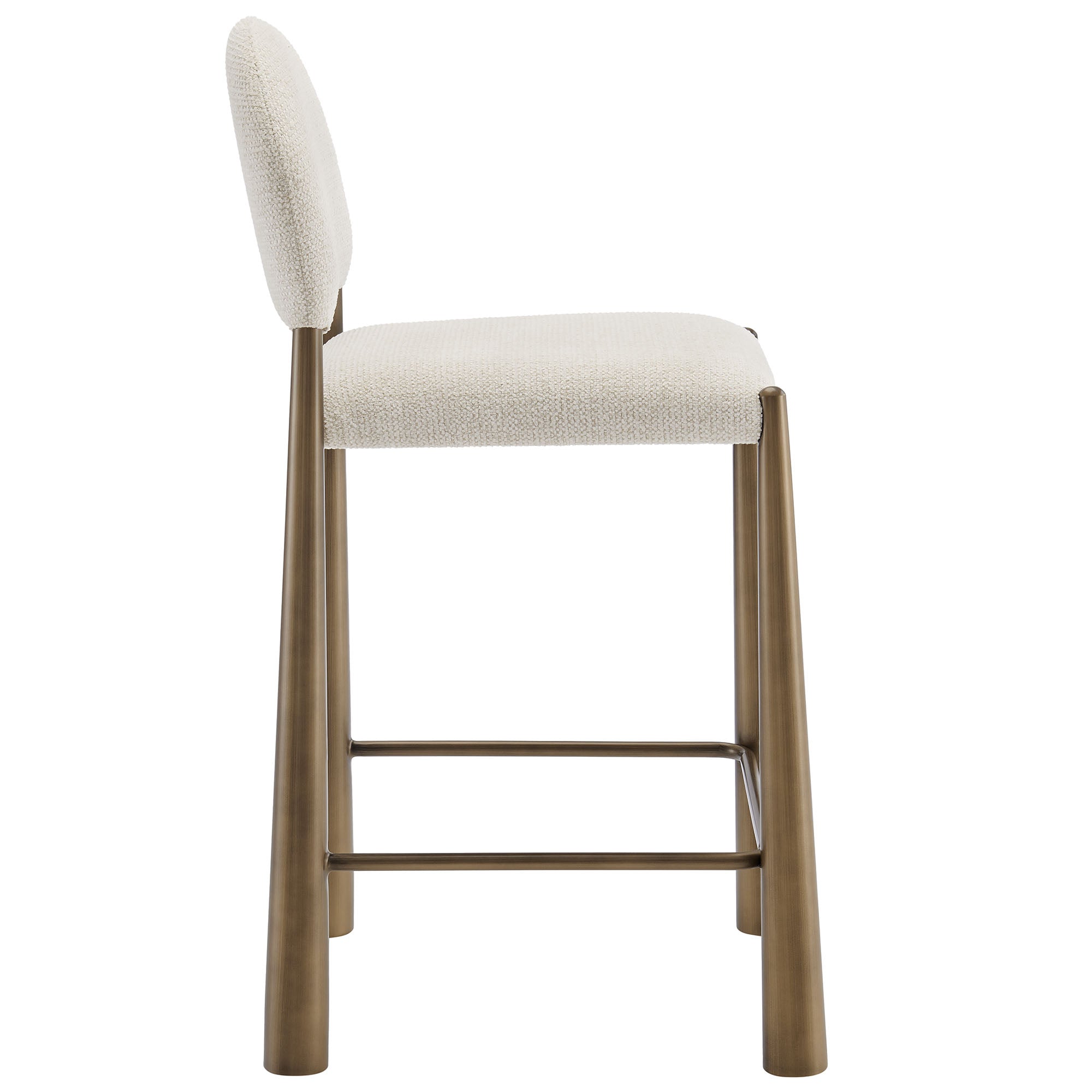 Hayley Upholstered Fabric Counter Stool, Brass Cream