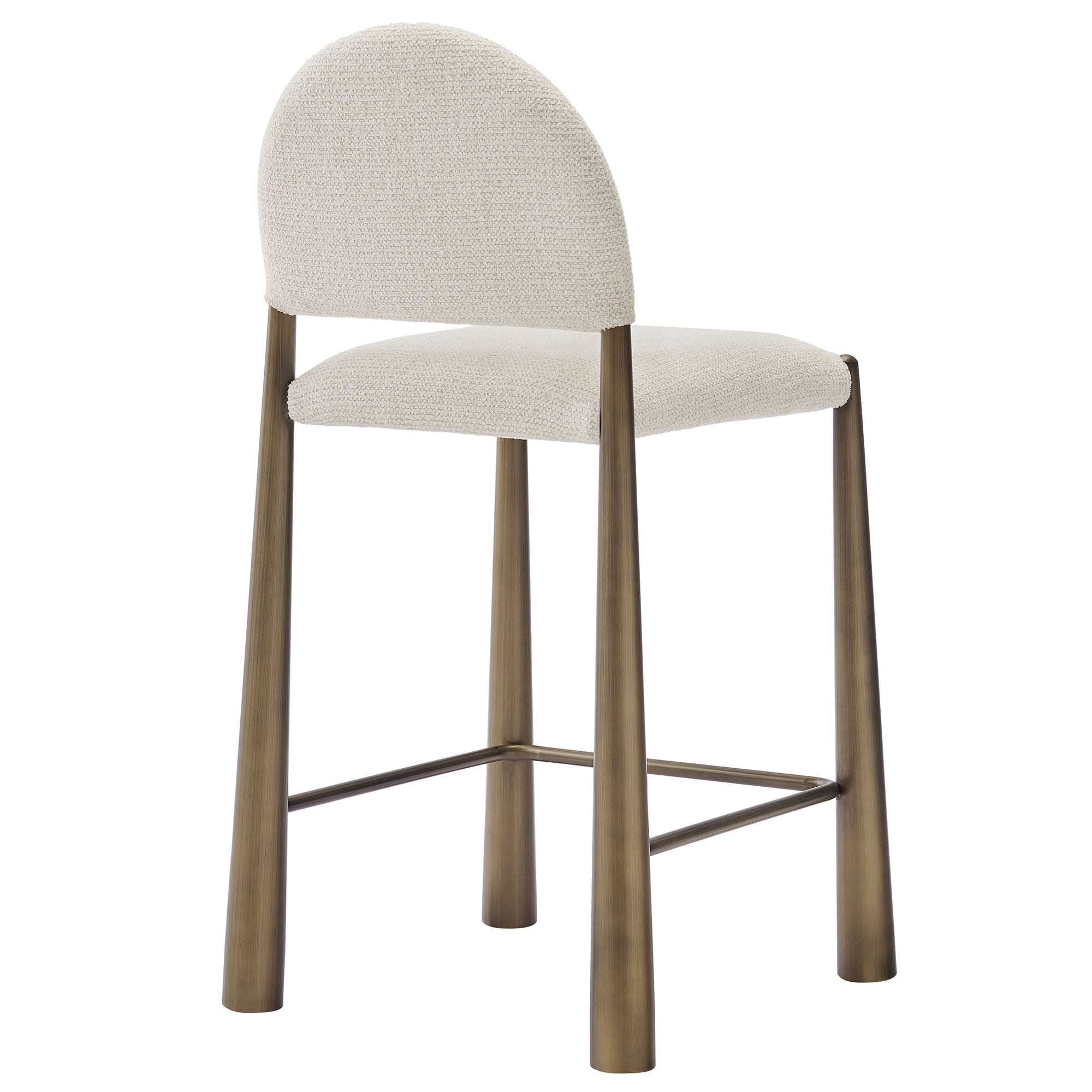Hayley Upholstered Fabric Counter Stool, Brass Cream