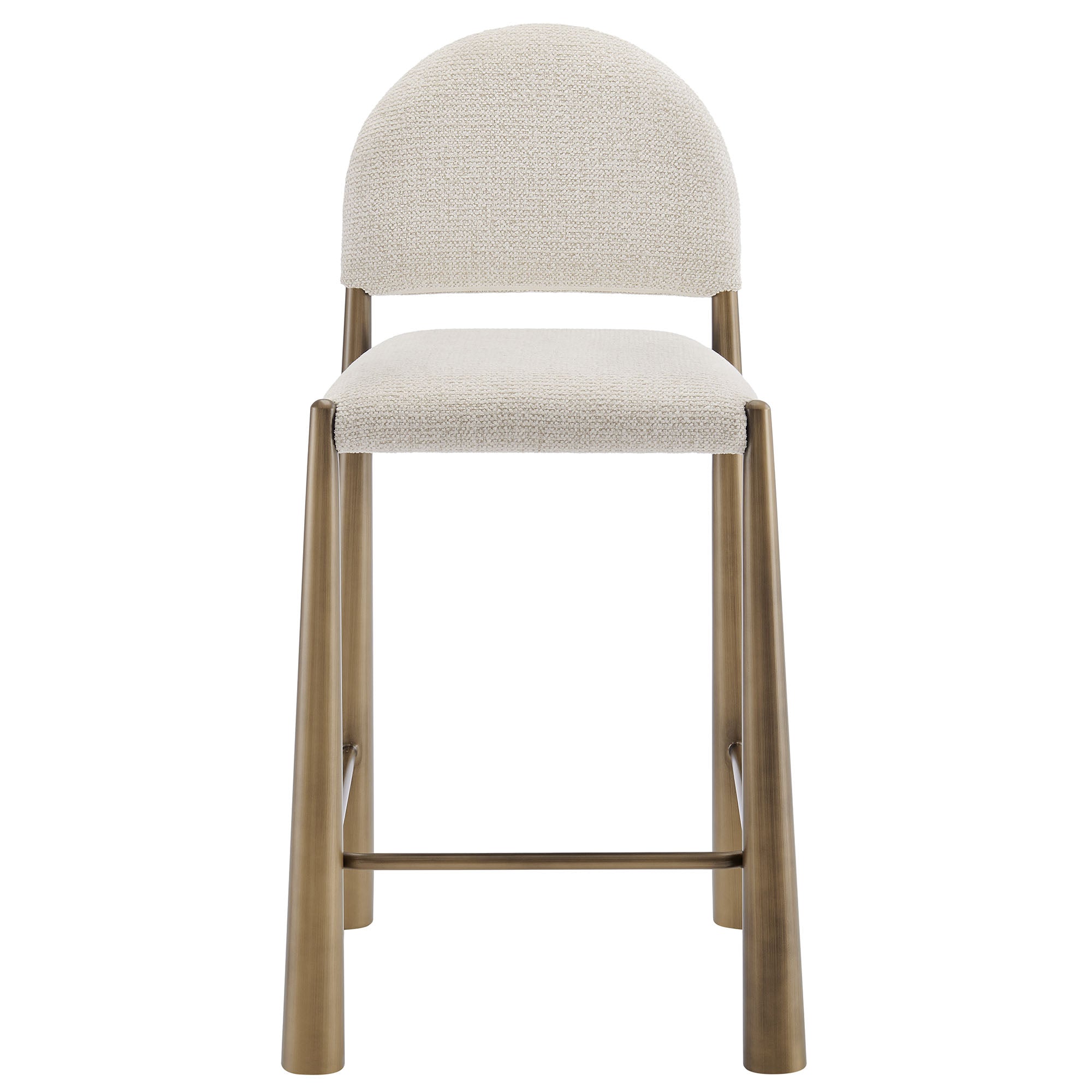 Hayley Upholstered Fabric Counter Stool, Brass Cream