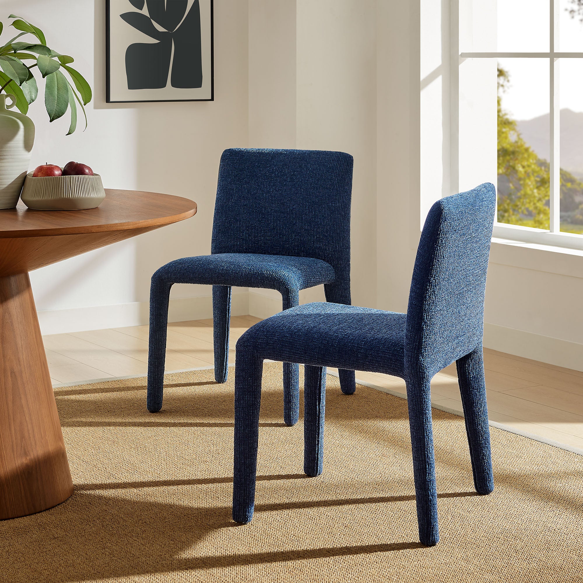 Rhodes Fabric Upholstered Dining Chair, Navy