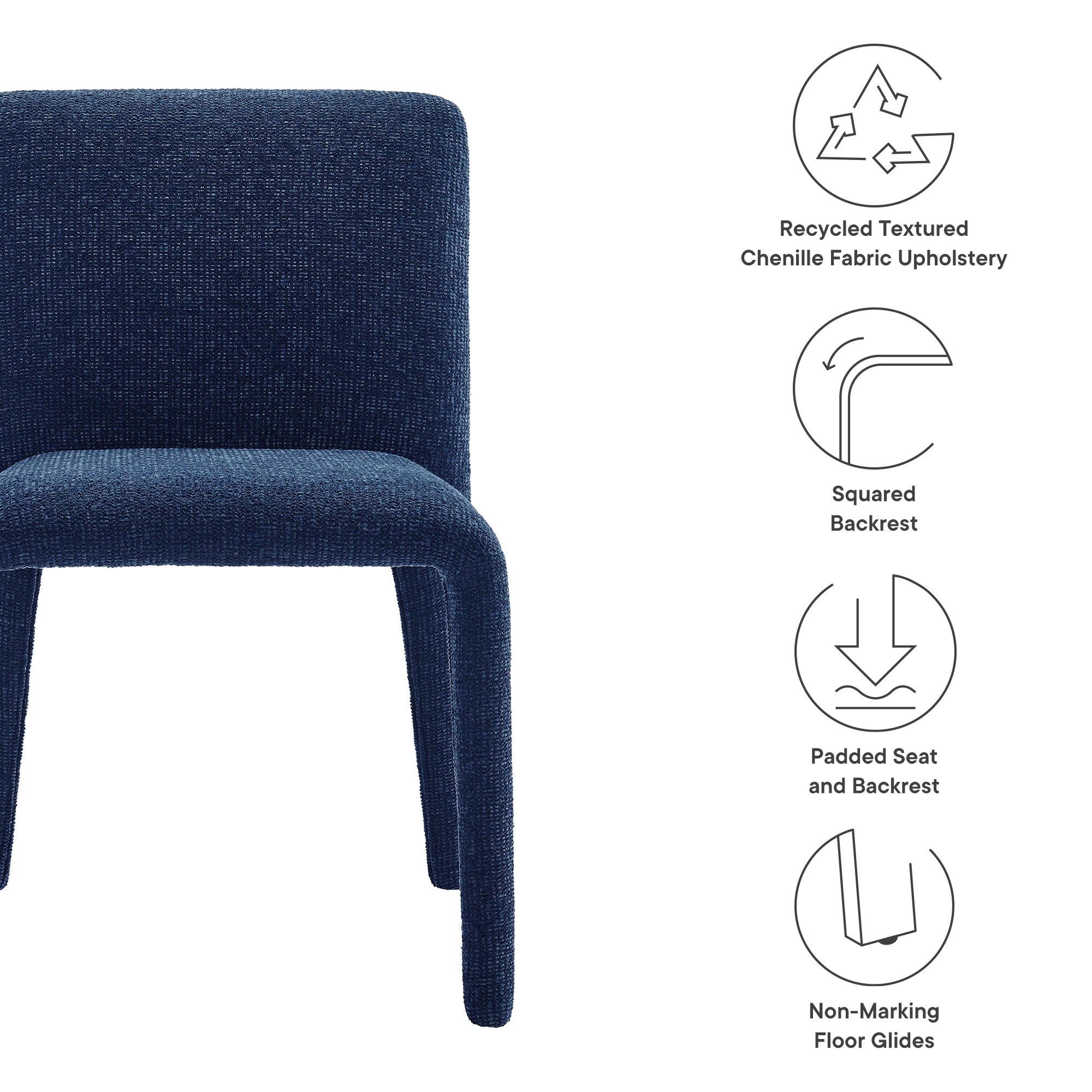 Rhodes Fabric Upholstered Dining Chair, Navy