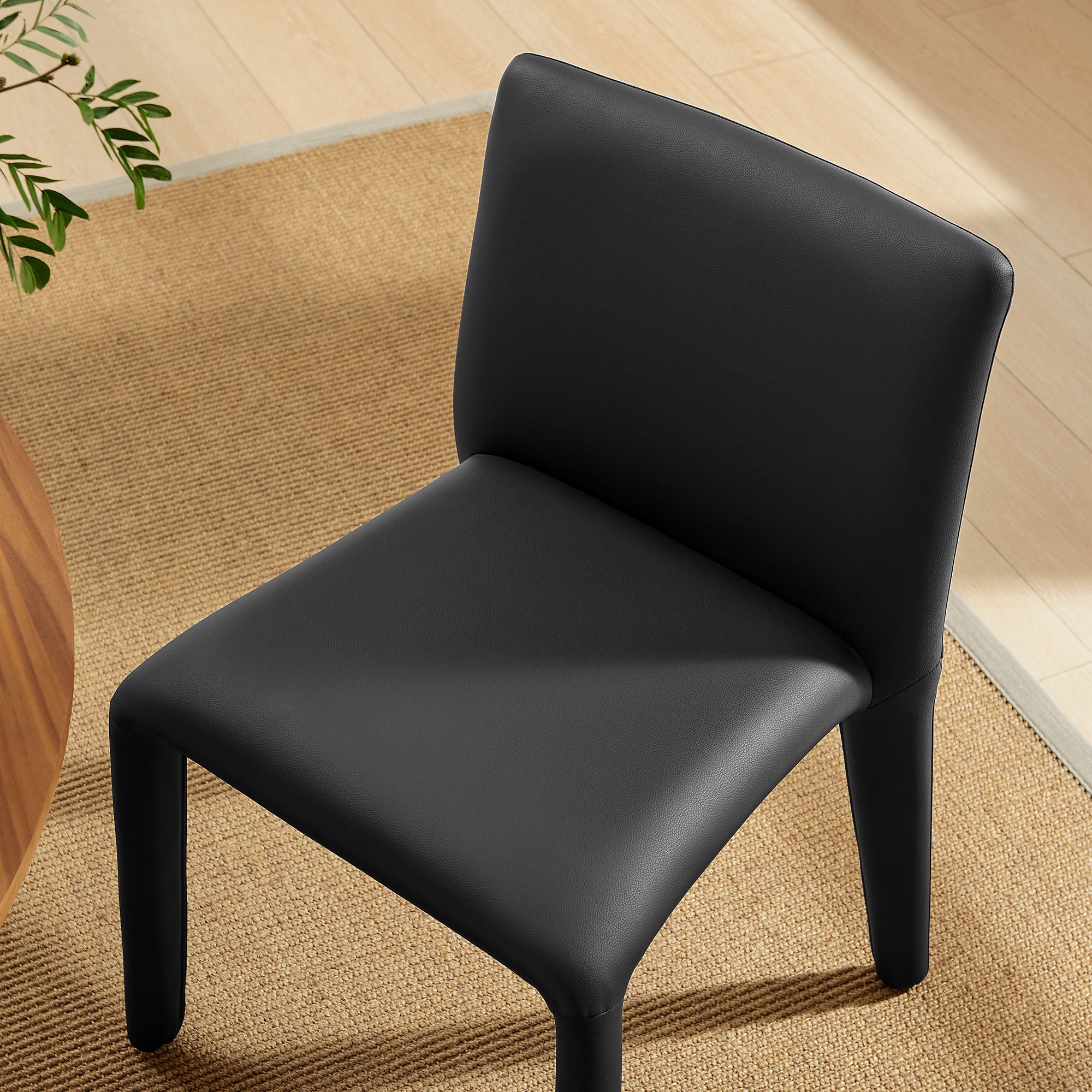 Rhodes Vegan Leather Upholstered Dining Chair, Black