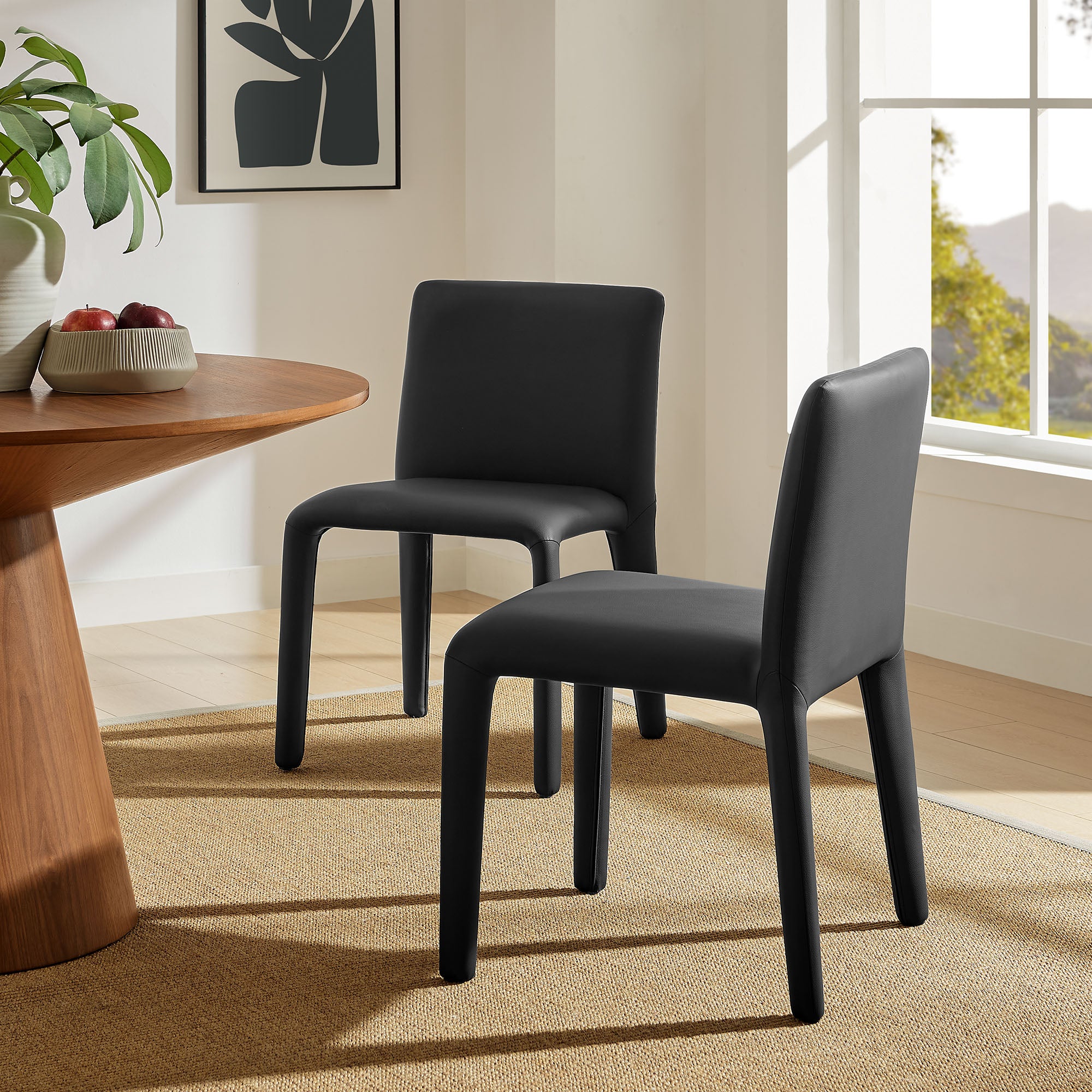 Rhodes Vegan Leather Upholstered Dining Chair, Black