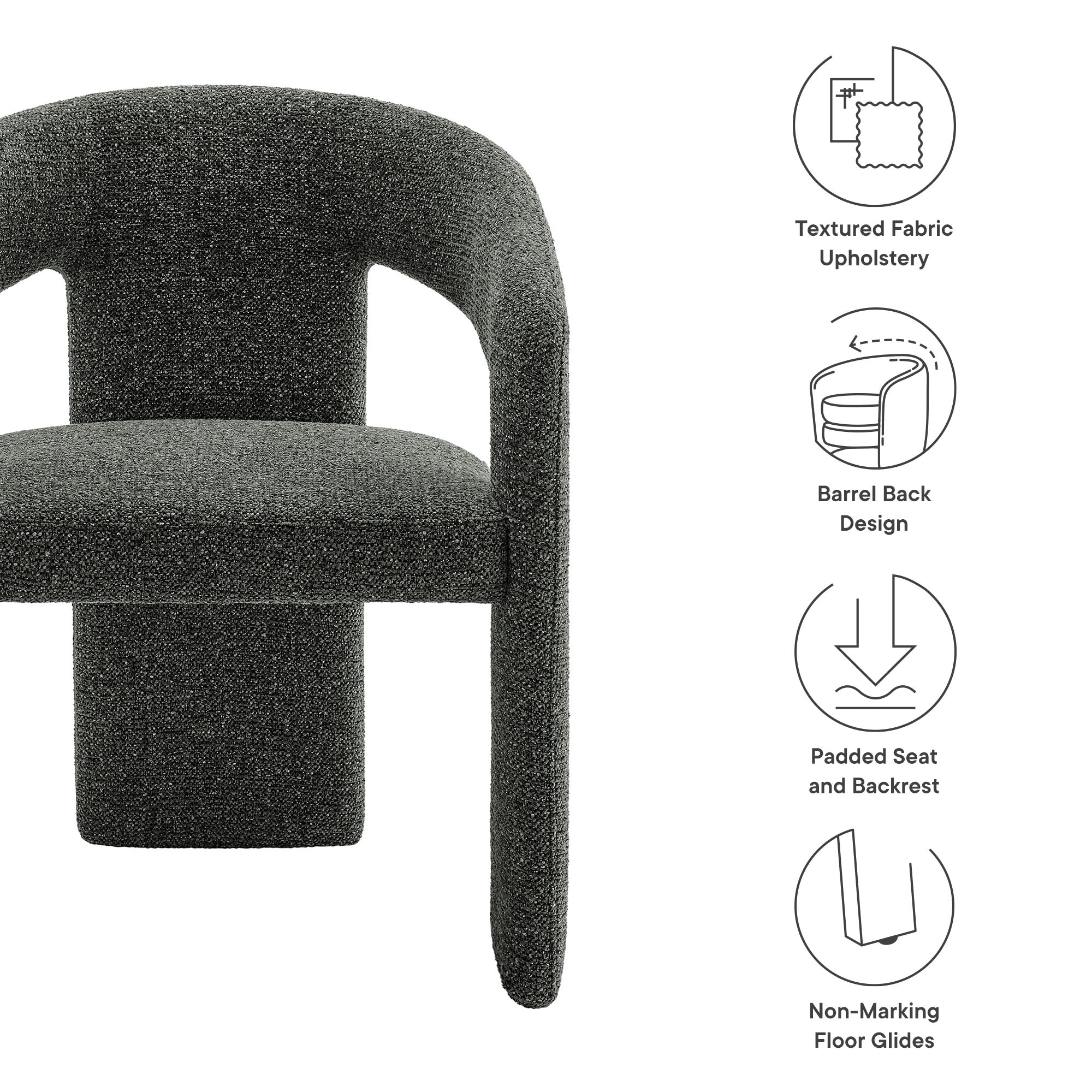 Oslo Barrel Fabric Upholstered Dining Accent Chair, Anthracite