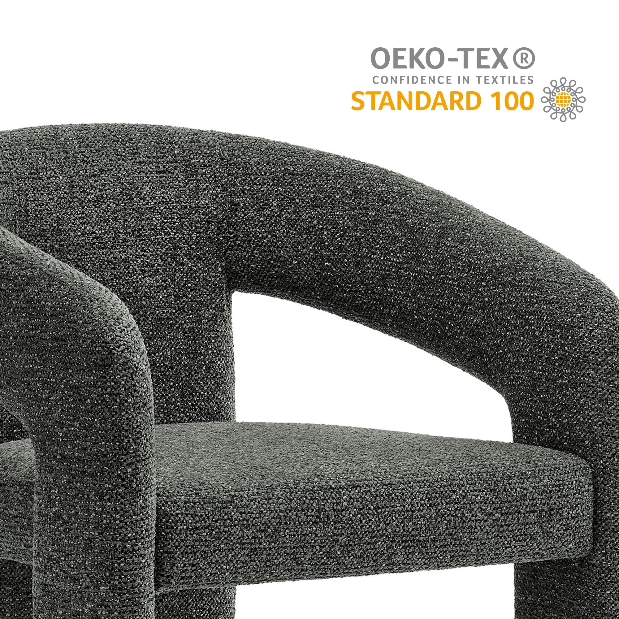 Oslo Barrel Fabric Upholstered Dining Accent Chair, Anthracite