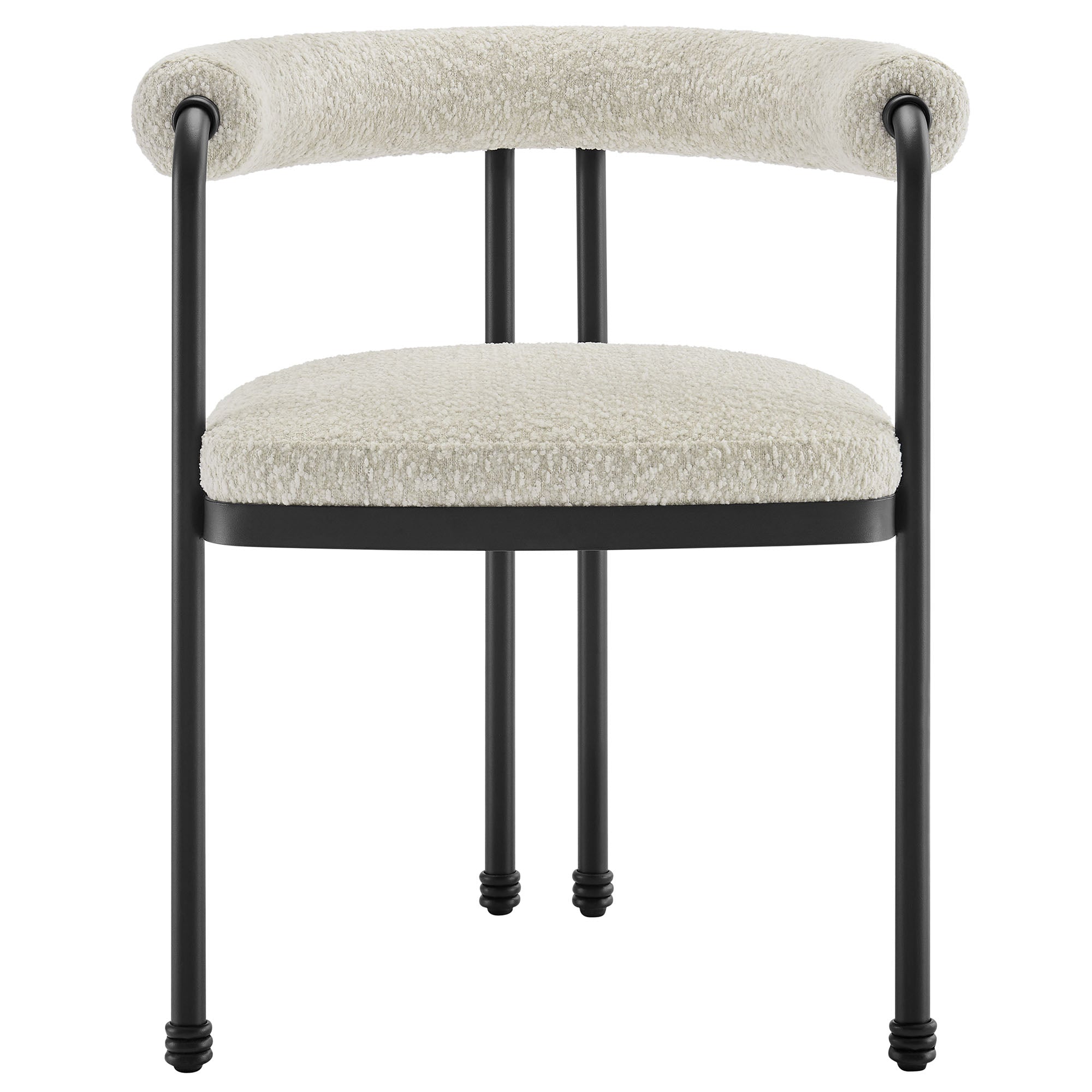 Turin Curved Back Boucle and Metal Dining Accent Chair, Black Pearl