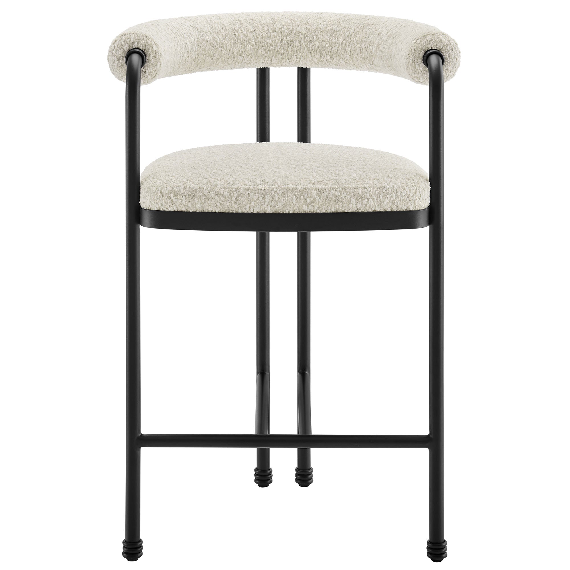 Turin Curved Back Boucle and Metal Counter Stool, Black Pearl