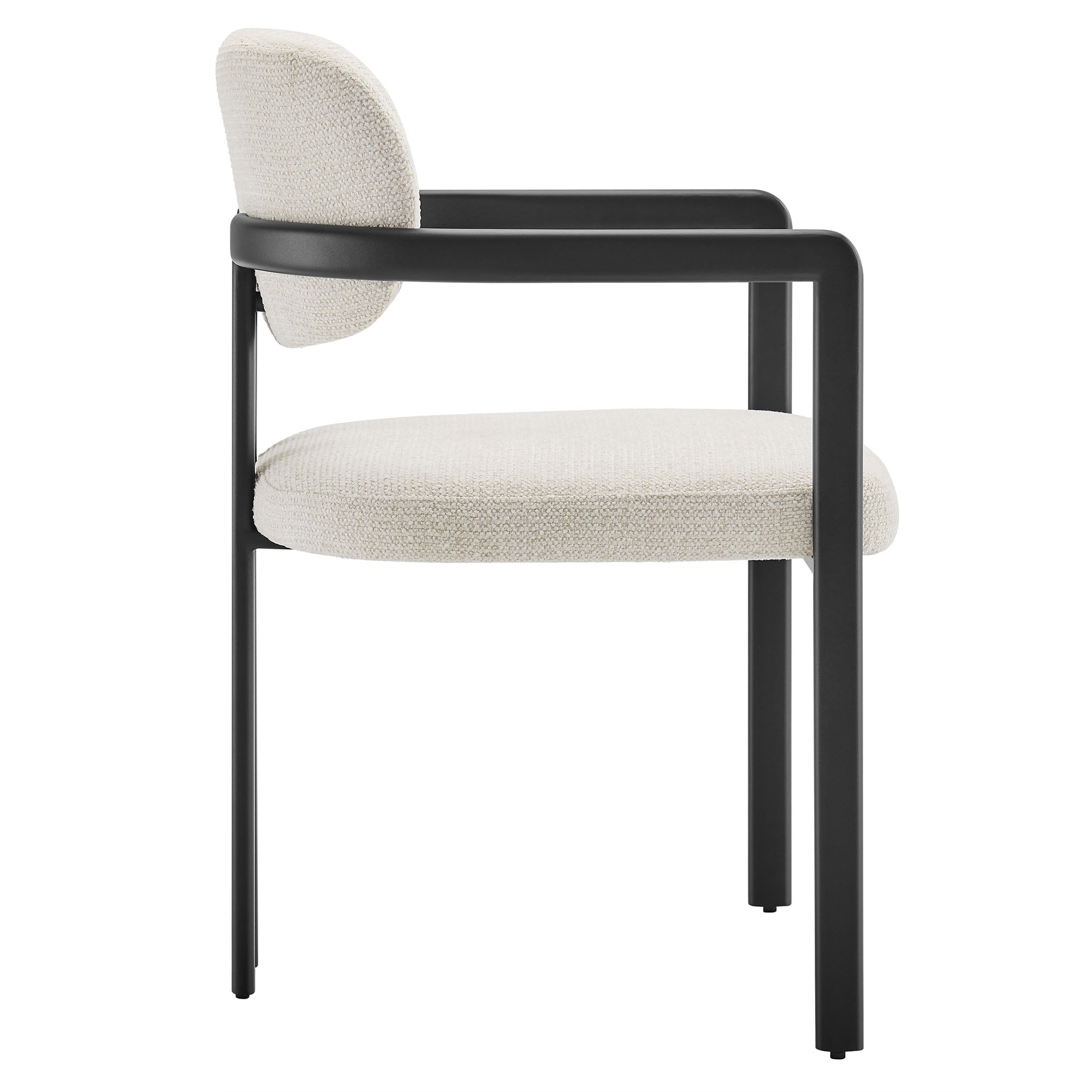 Elio Barrel Fabric and Metal Dining Chair, Black Cream