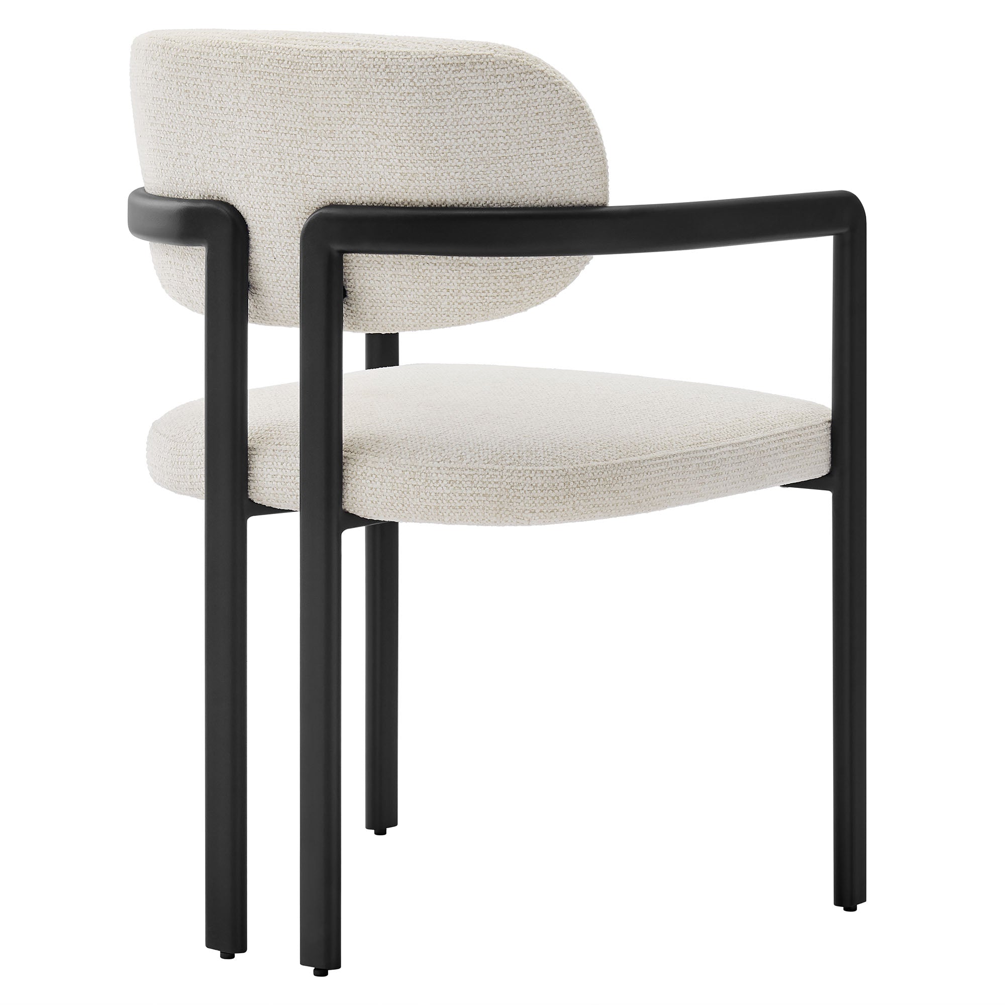 Elio Barrel Fabric and Metal Dining Chair, Black Cream