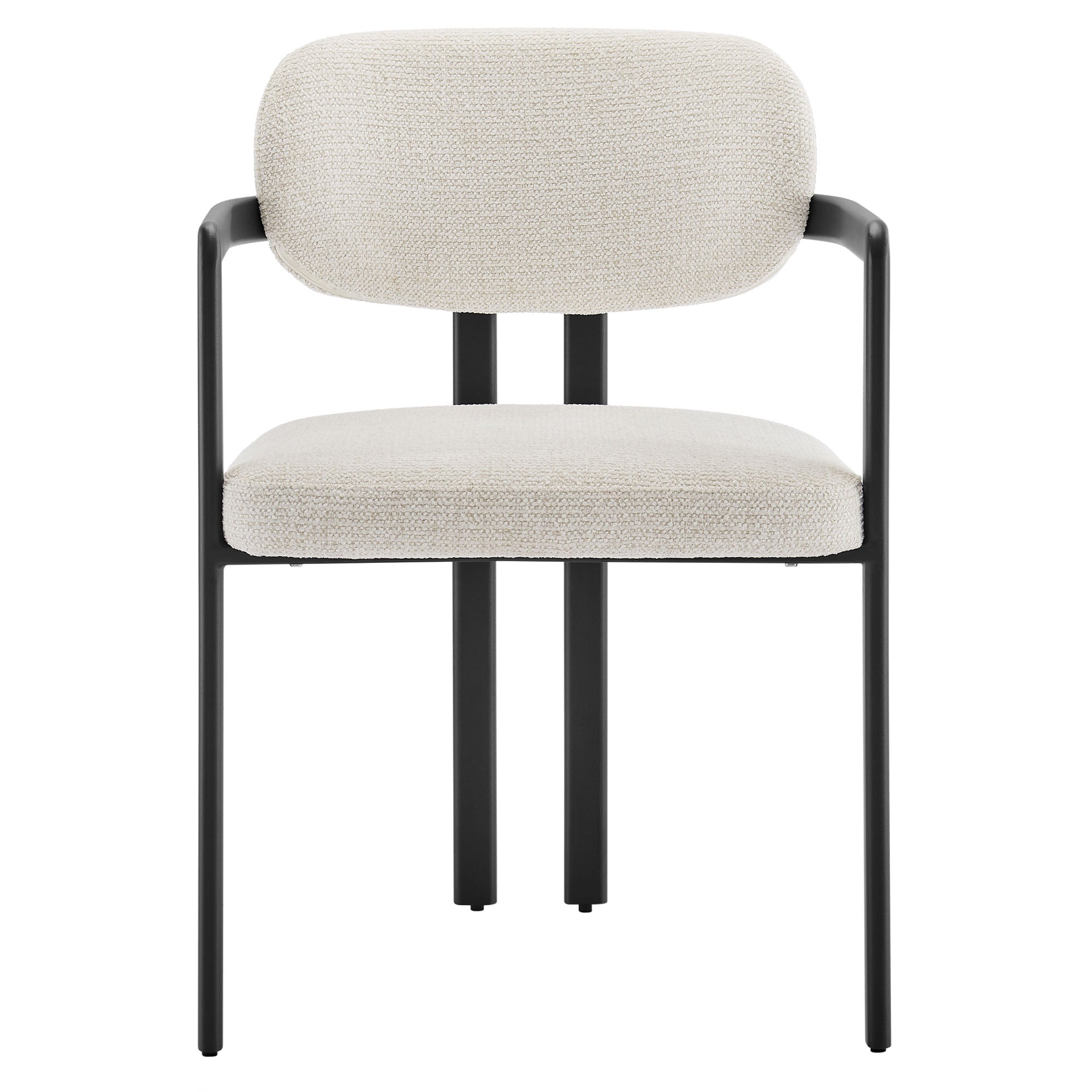 Elio Barrel Fabric and Metal Dining Chair, Black Cream