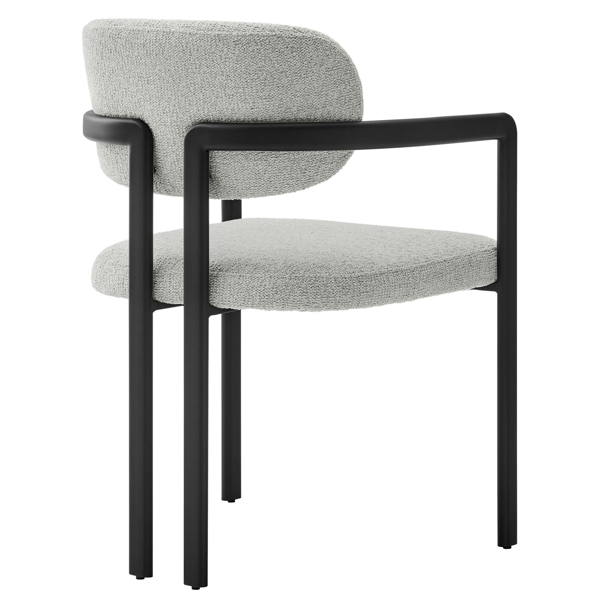 Elio Barrel Fabric and Metal Dining Chair, Black Dove Gray