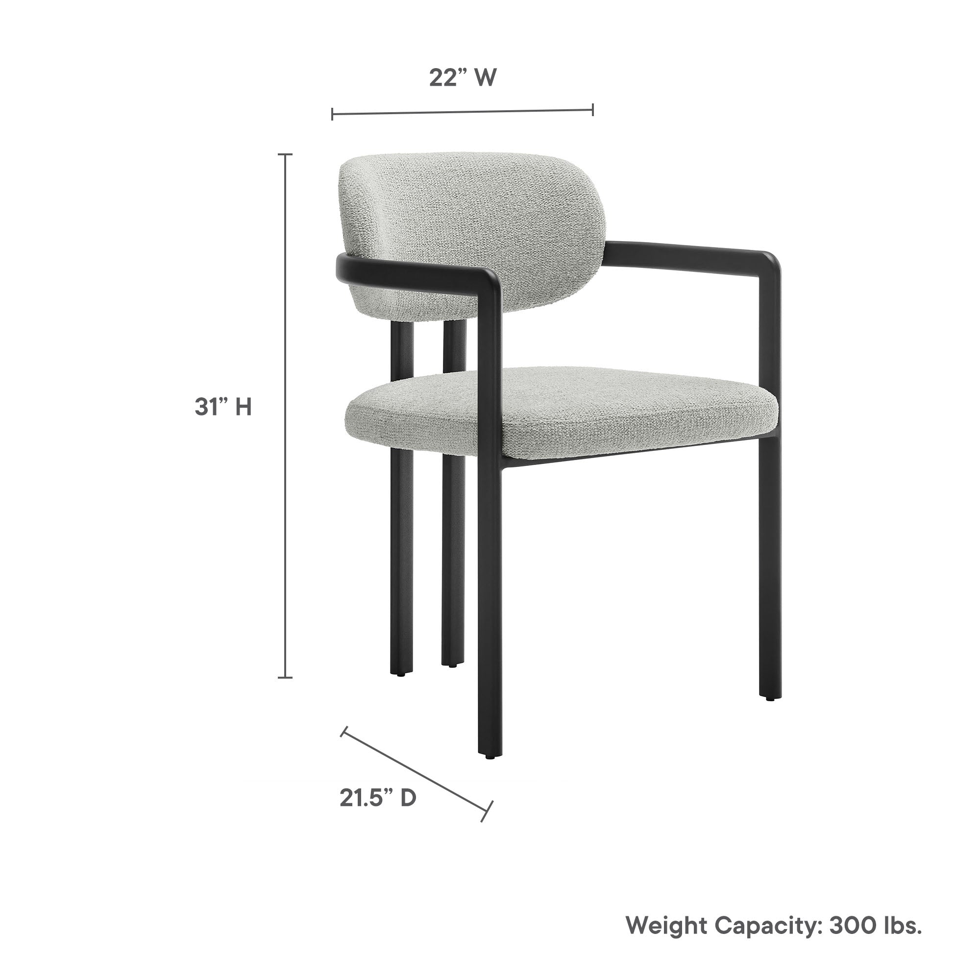 Elio Barrel Fabric and Metal Dining Chair, Black Dove Gray