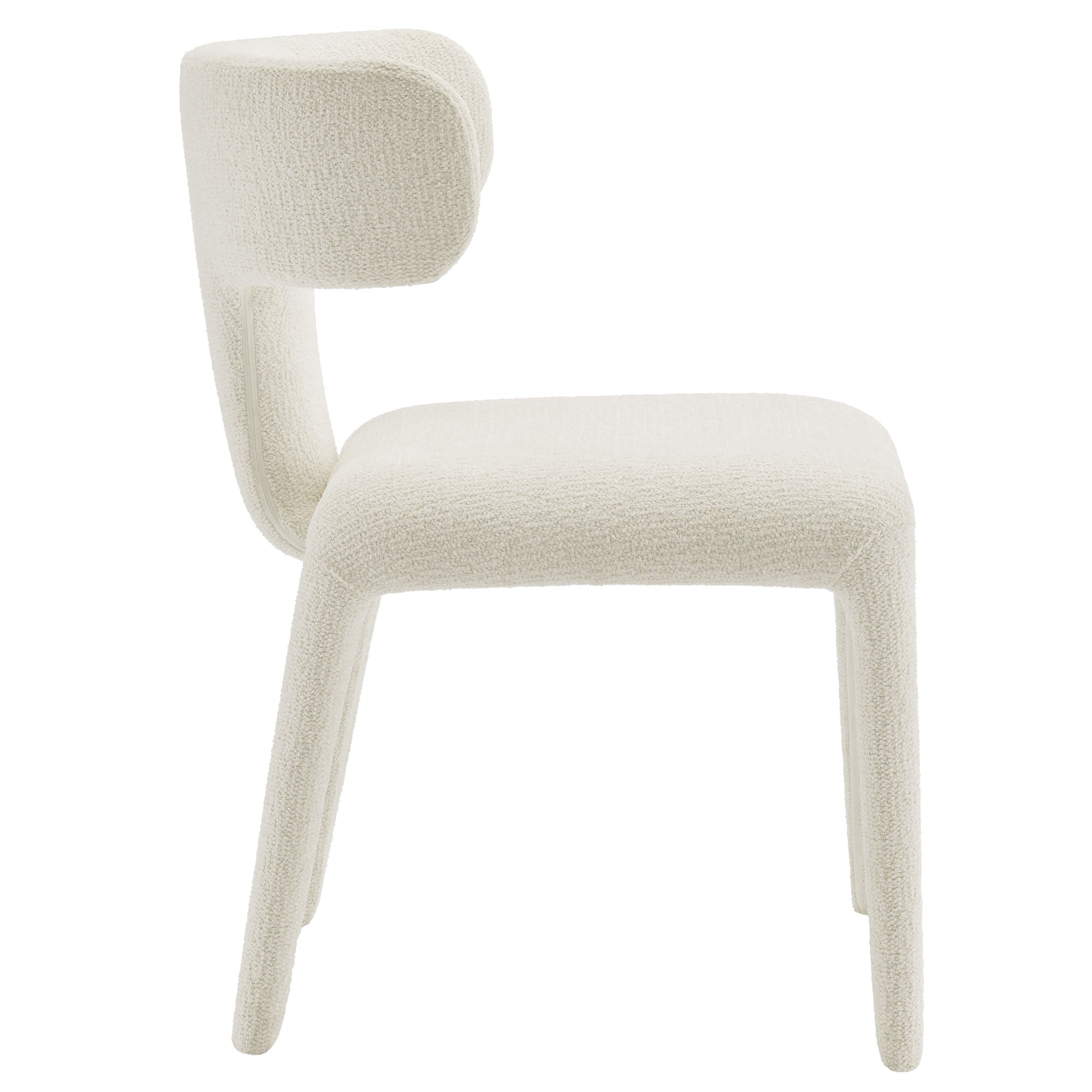 Stellan Curved Back Boucle Upholstered Dining Chair Set of 2, Cream