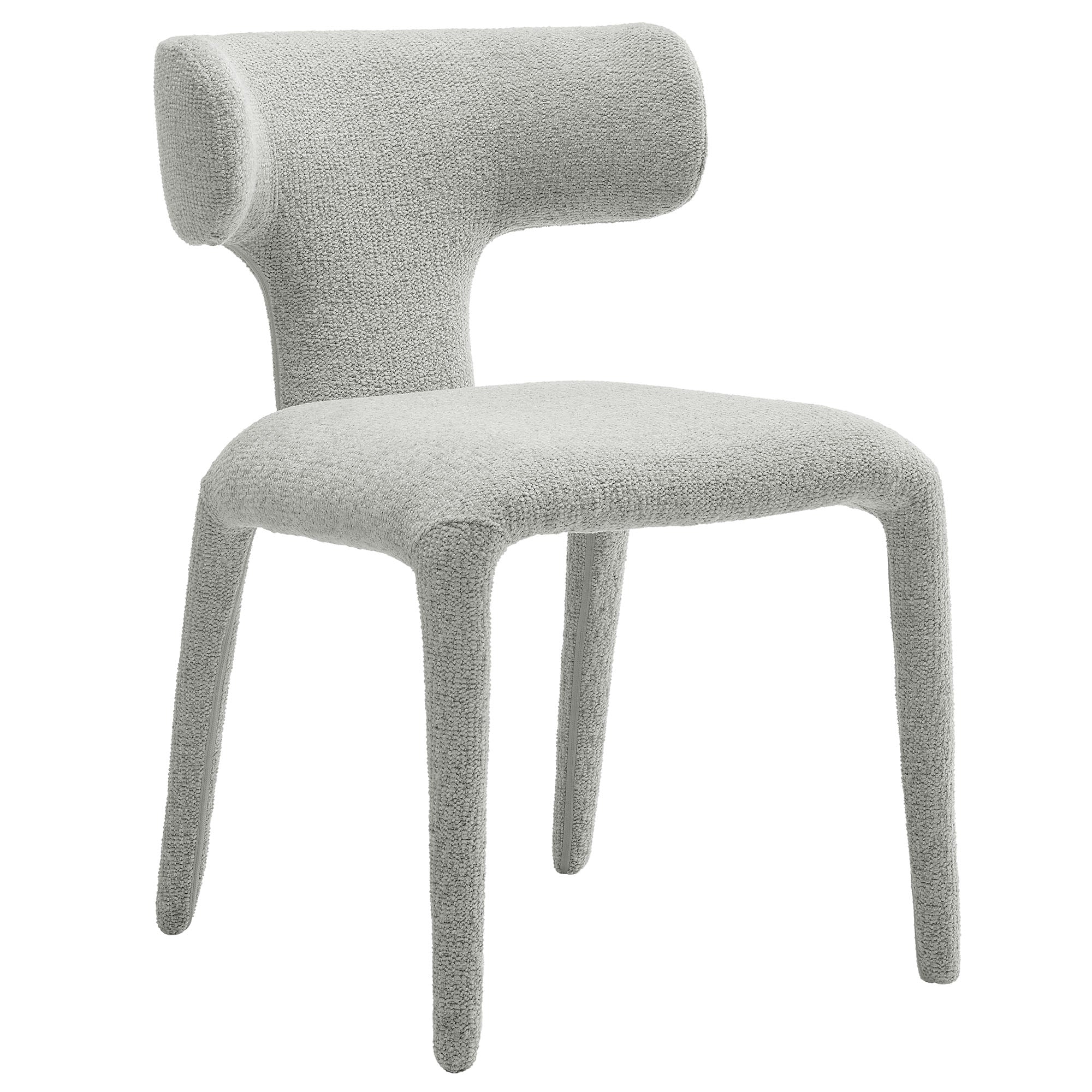Stellan Curved Back Boucle Upholstered Dining Chair Set of 2, Dove Gray