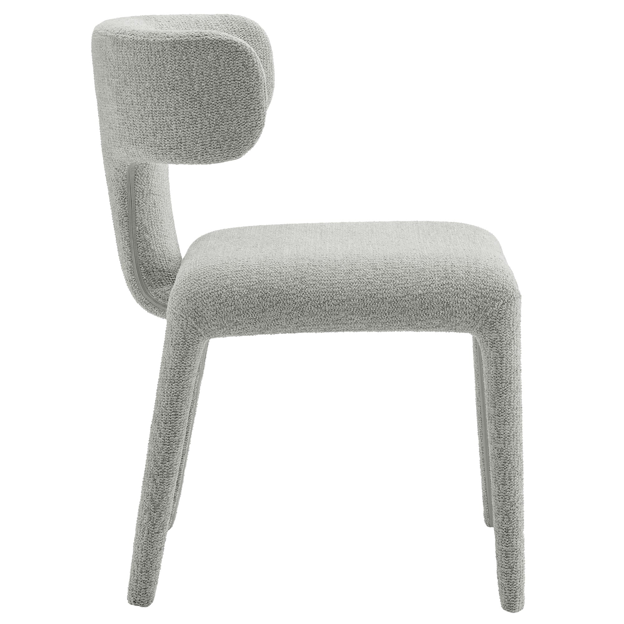 Stellan Curved Back Boucle Upholstered Dining Chair Set of 2, Dove Gray