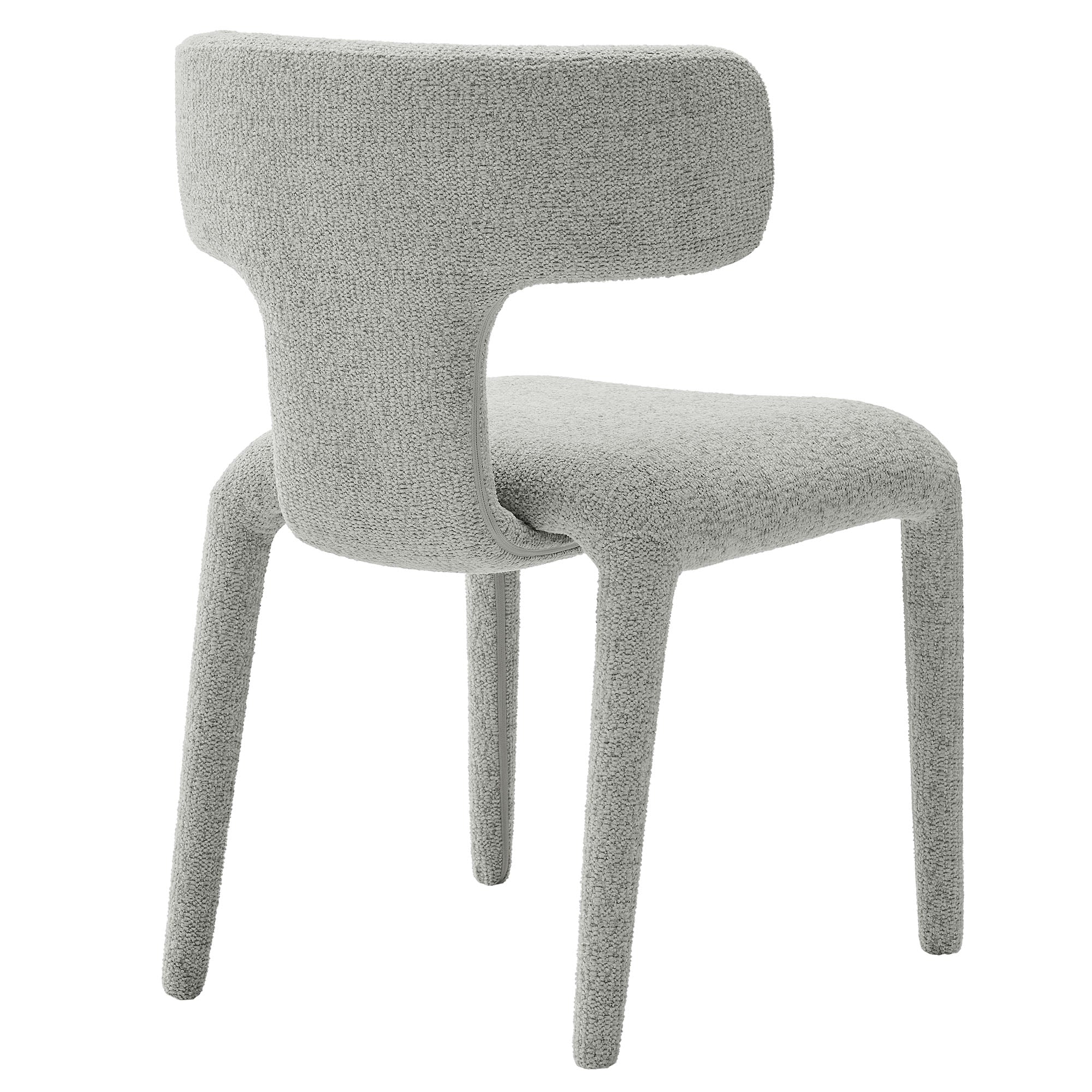 Stellan Curved Back Boucle Upholstered Dining Chair Set of 2, Dove Gray