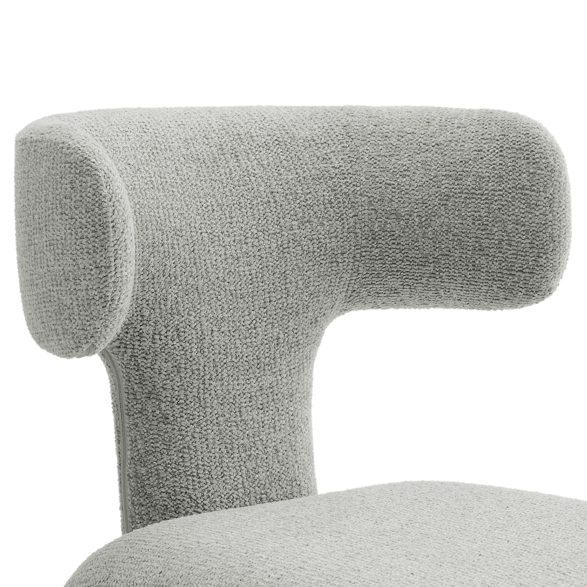 Stellan Curved Back Boucle Upholstered Dining Chair Set of 2, Dove Gray