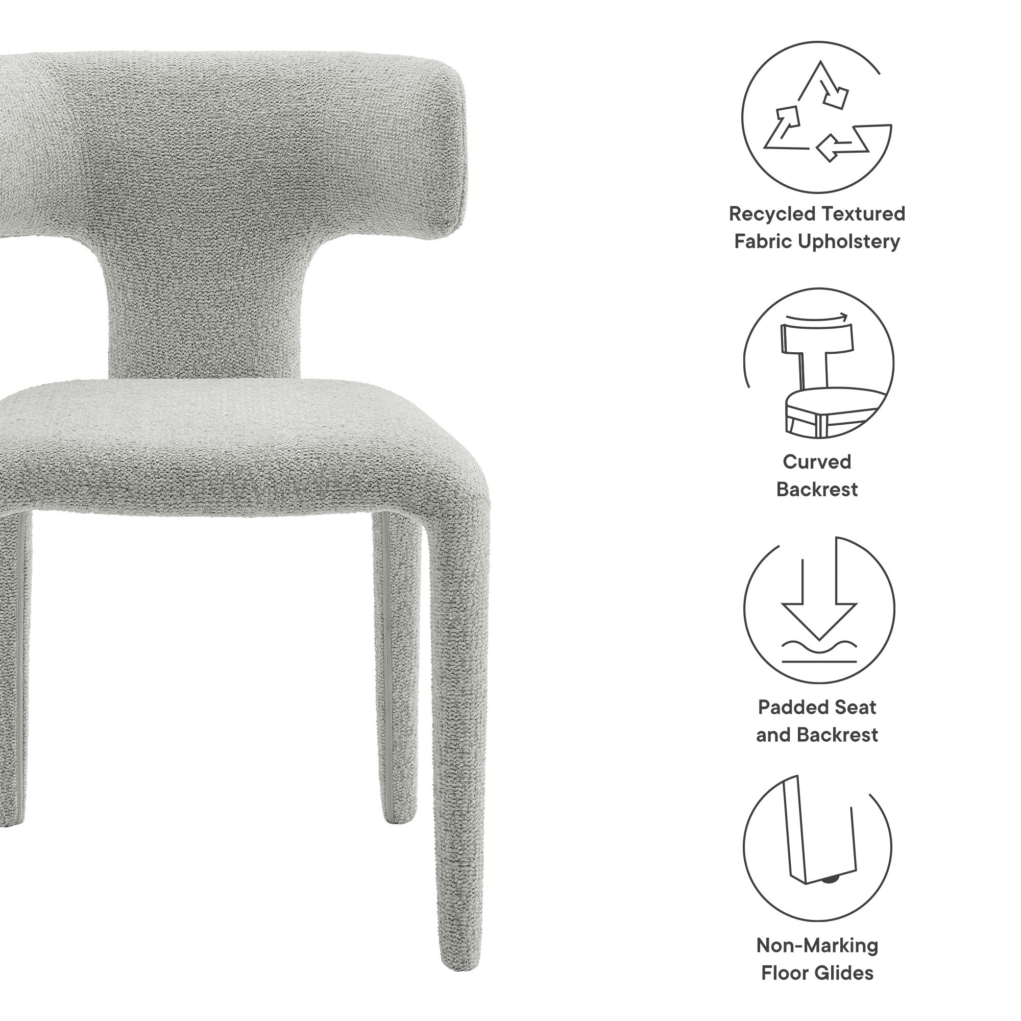 Stellan Curved Back Boucle Upholstered Dining Chair Set of 2, Dove Gray