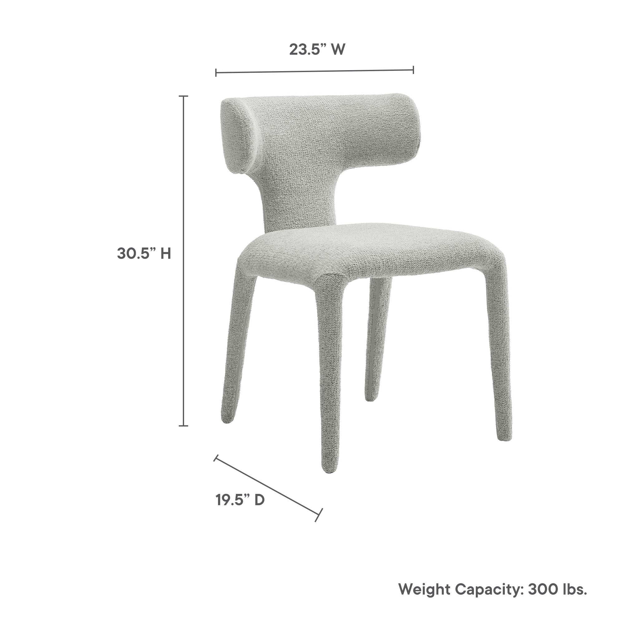 Stellan Curved Back Boucle Upholstered Dining Chair Set of 2, Dove Gray