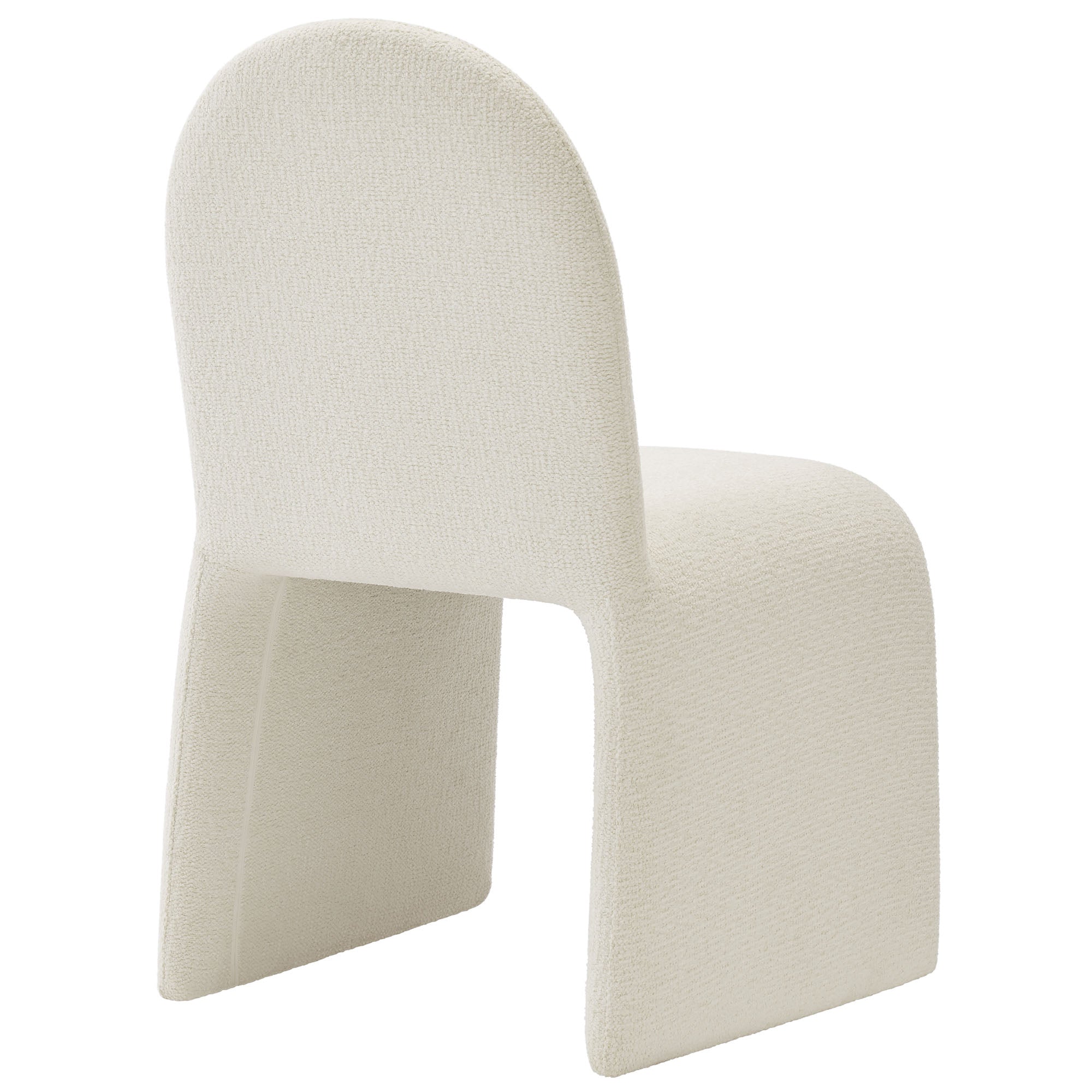 Junia Boucle Upholstered Arch Armless Dining Chair, Cream