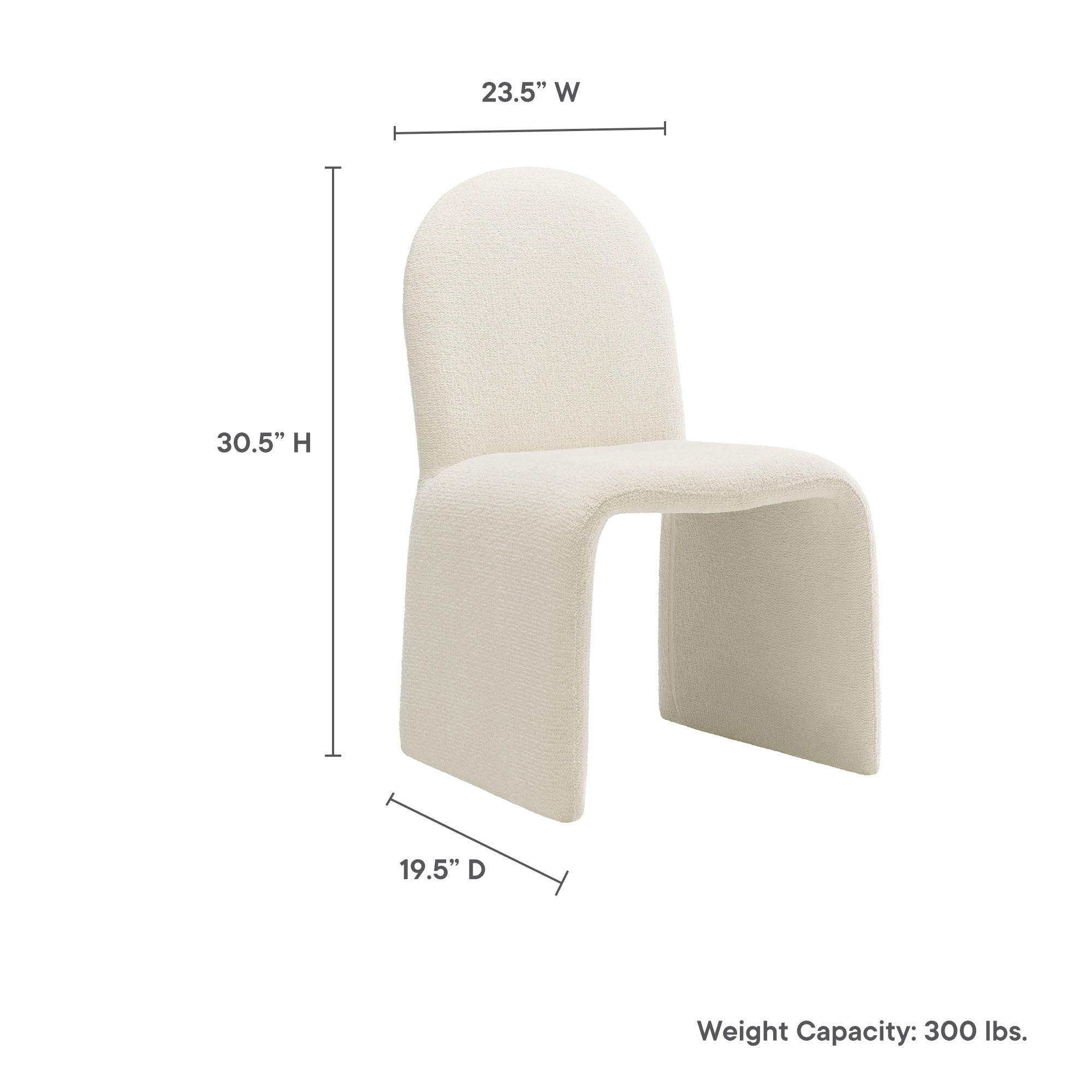 Junia Boucle Upholstered Arch Armless Dining Chair, Cream