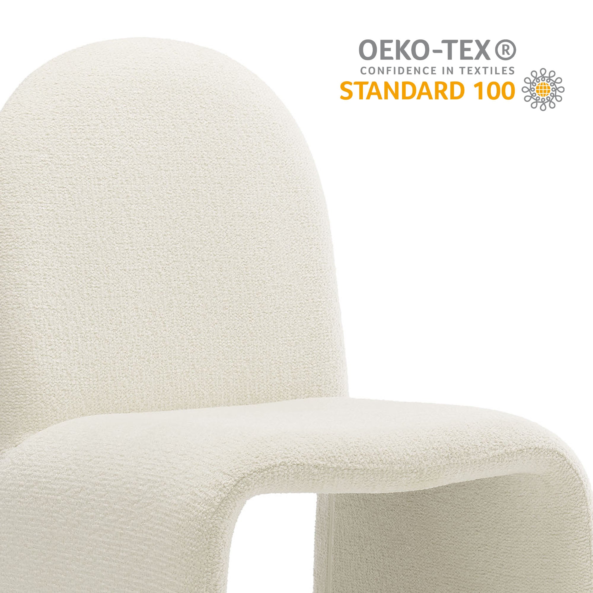 Junia Boucle Upholstered Arch Armless Dining Chair, Cream