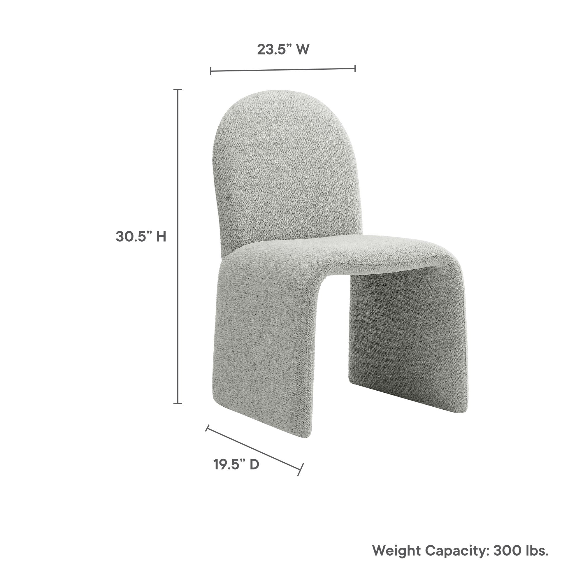 Junia Boucle Upholstered Arch Armless Dining Chair, Dove Gray