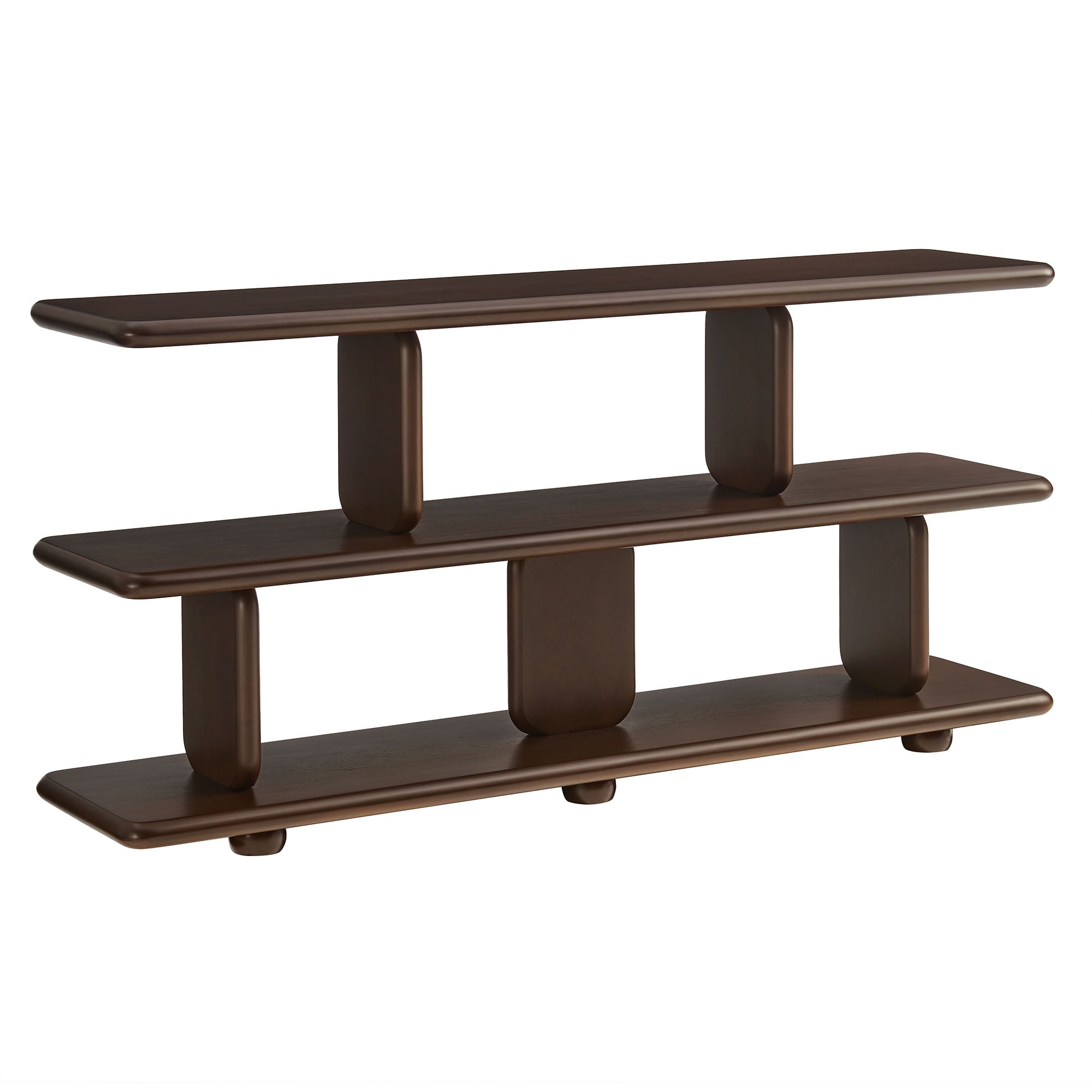 Lyle Sculptural 2-Tier Bookshelf, Walnut