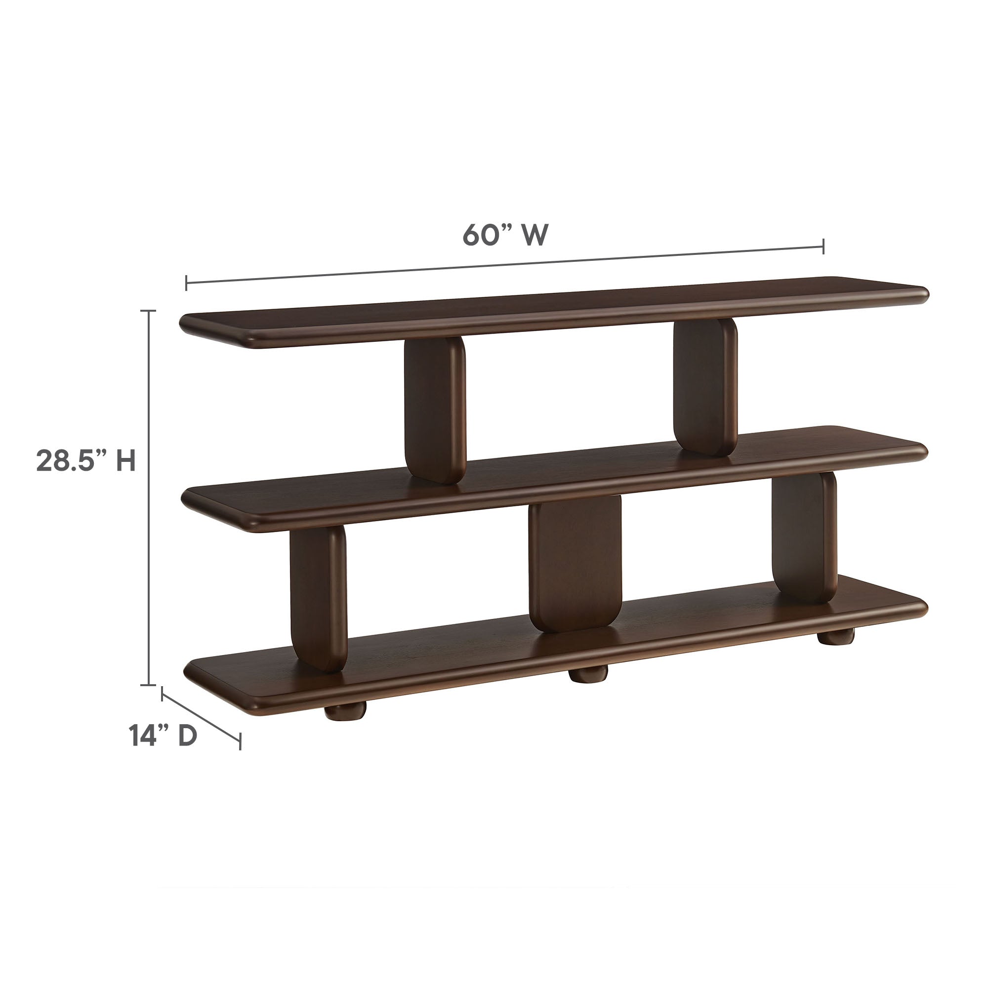 Lyle Sculptural 2-Tier Bookshelf, Walnut