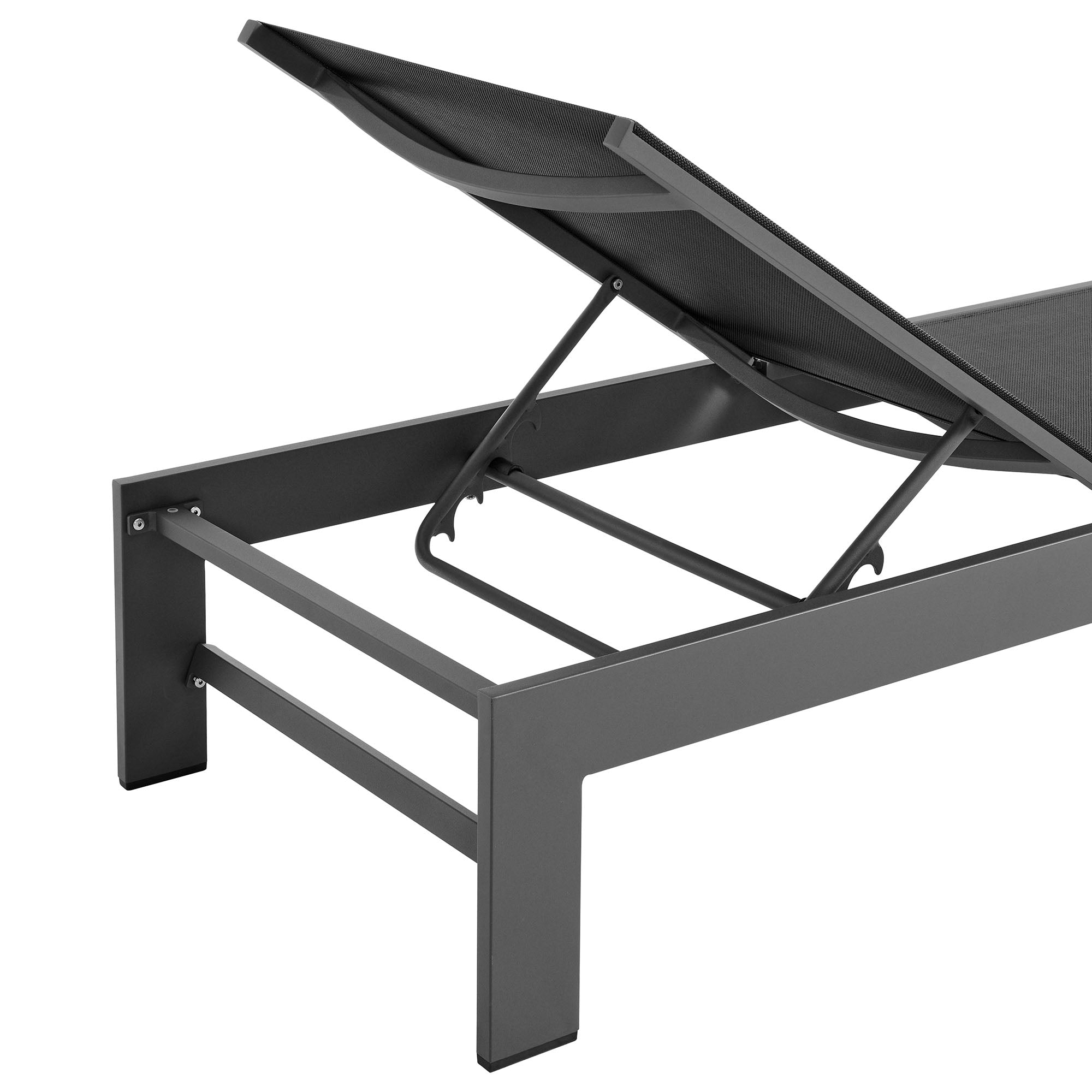 Tahoe Outdoor Patio Mesh and Aluminum Chaise Lounge, Gray