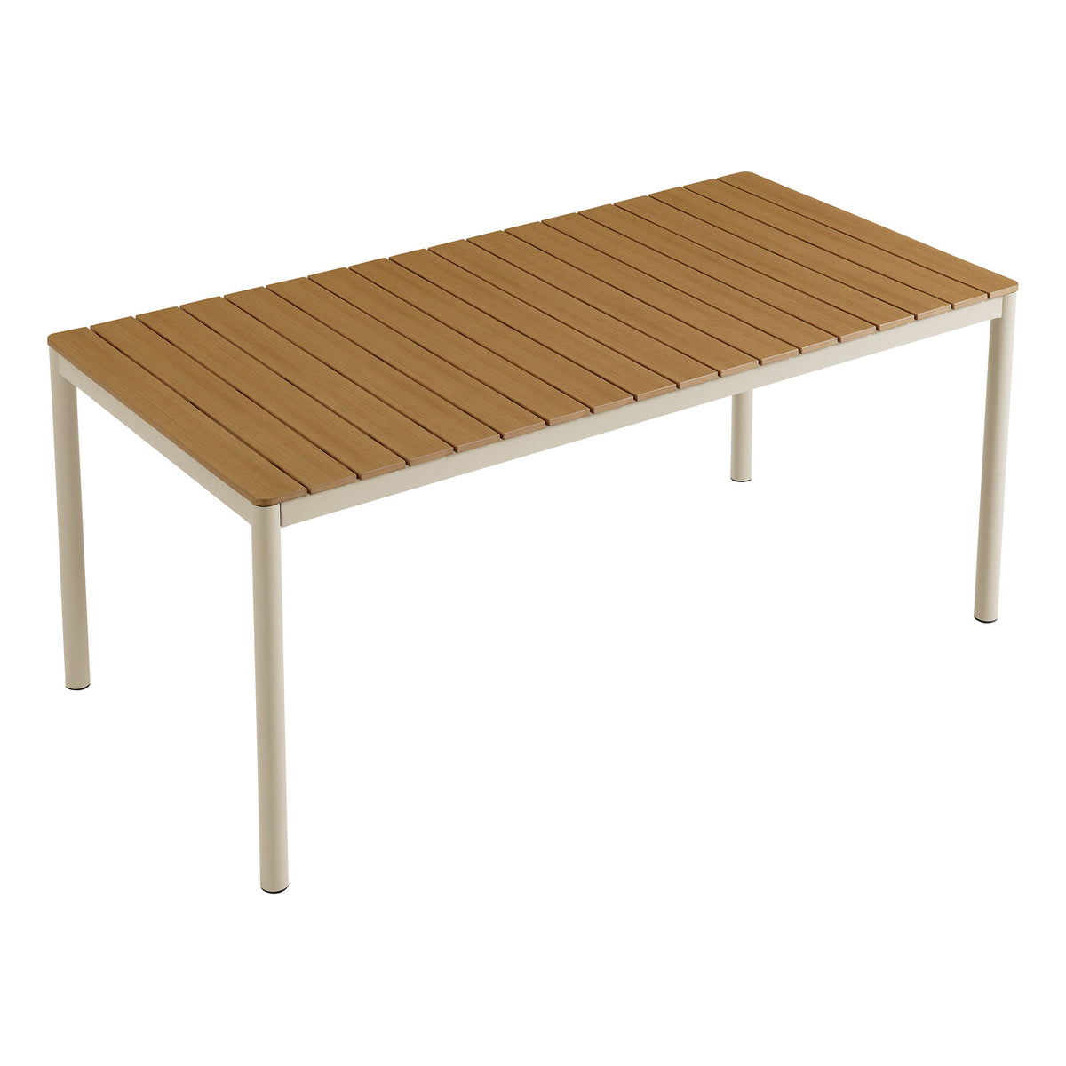 Finn 71" Outdoor Patio Aluminum Dining Table with Faux Wood Top, Natural