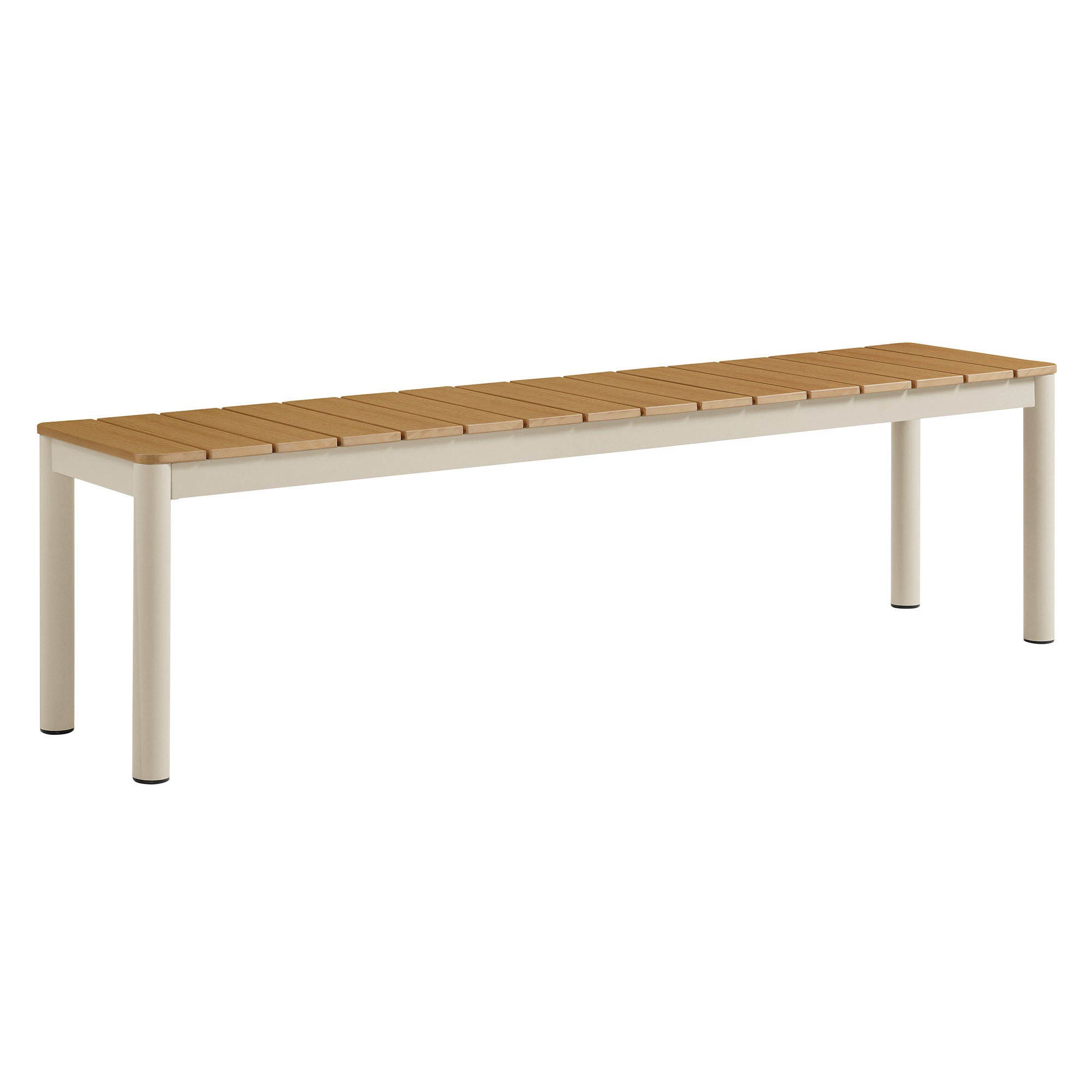 Finn Outdoor Patio Aluminum Bench with Faux Wood Top Set of 2, Natural
