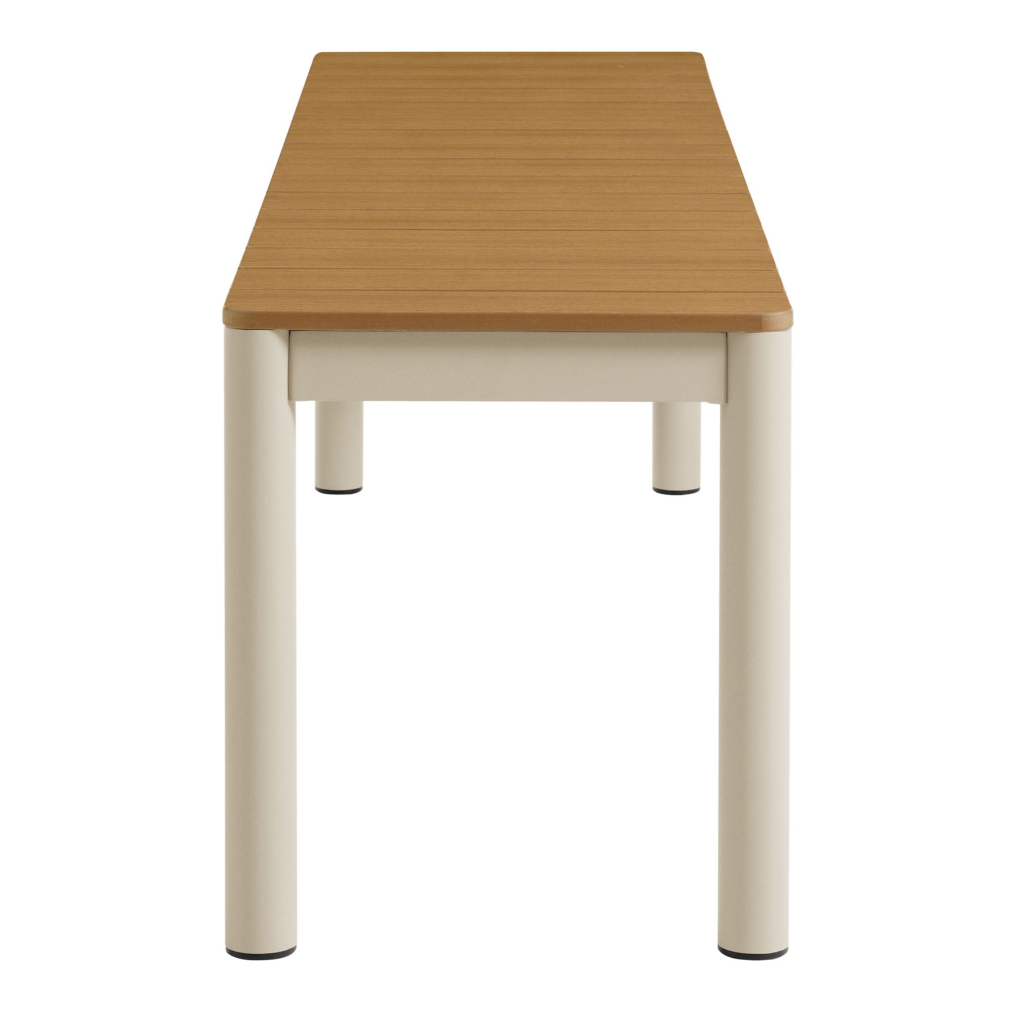 Finn Outdoor Patio Aluminum Bench with Faux Wood Top Set of 2, Natural