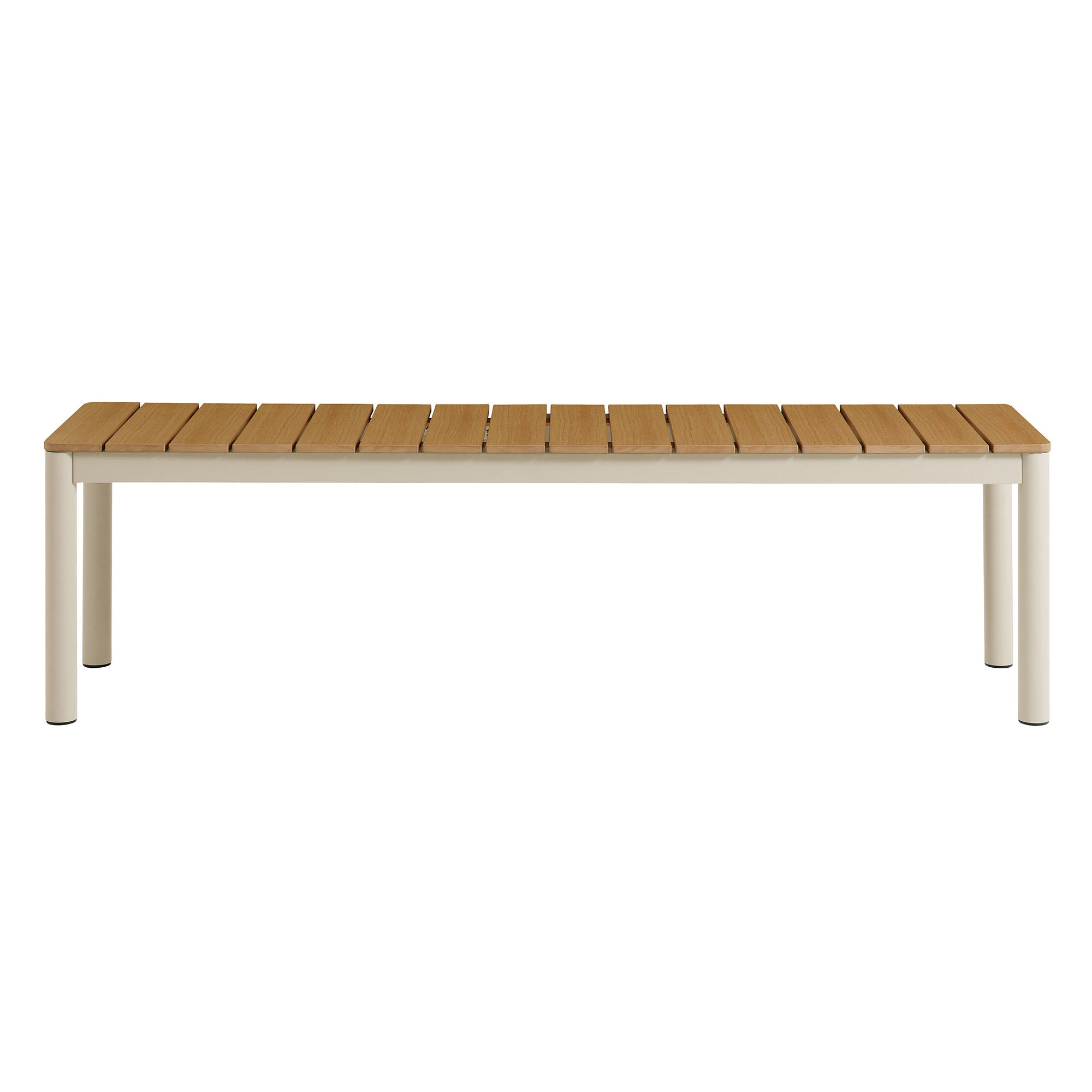 Finn Outdoor Patio Aluminum Bench with Faux Wood Top Set of 2, Natural