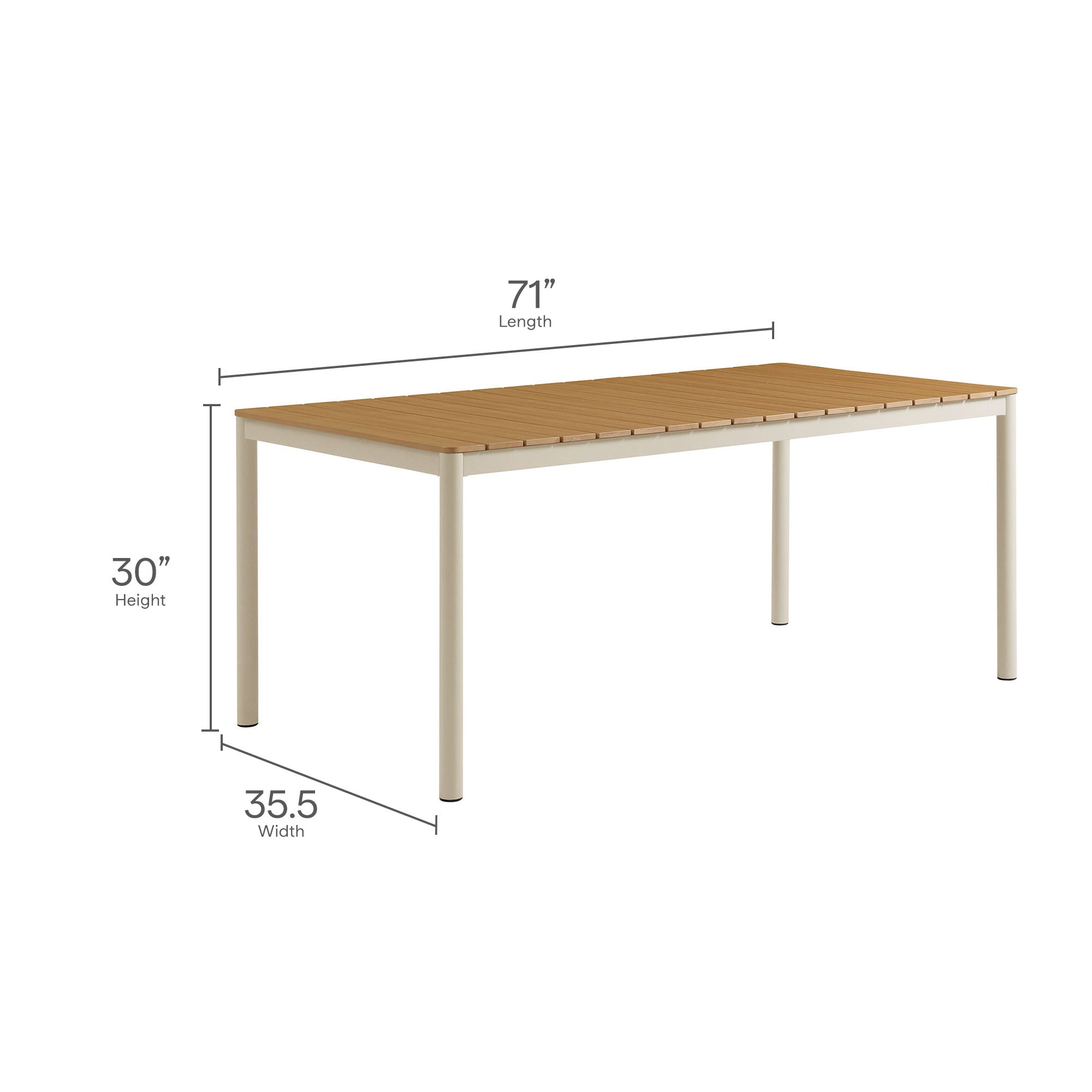 Finn Outdoor Patio Aluminum Faux Wood Dining Set with Benches, Natural