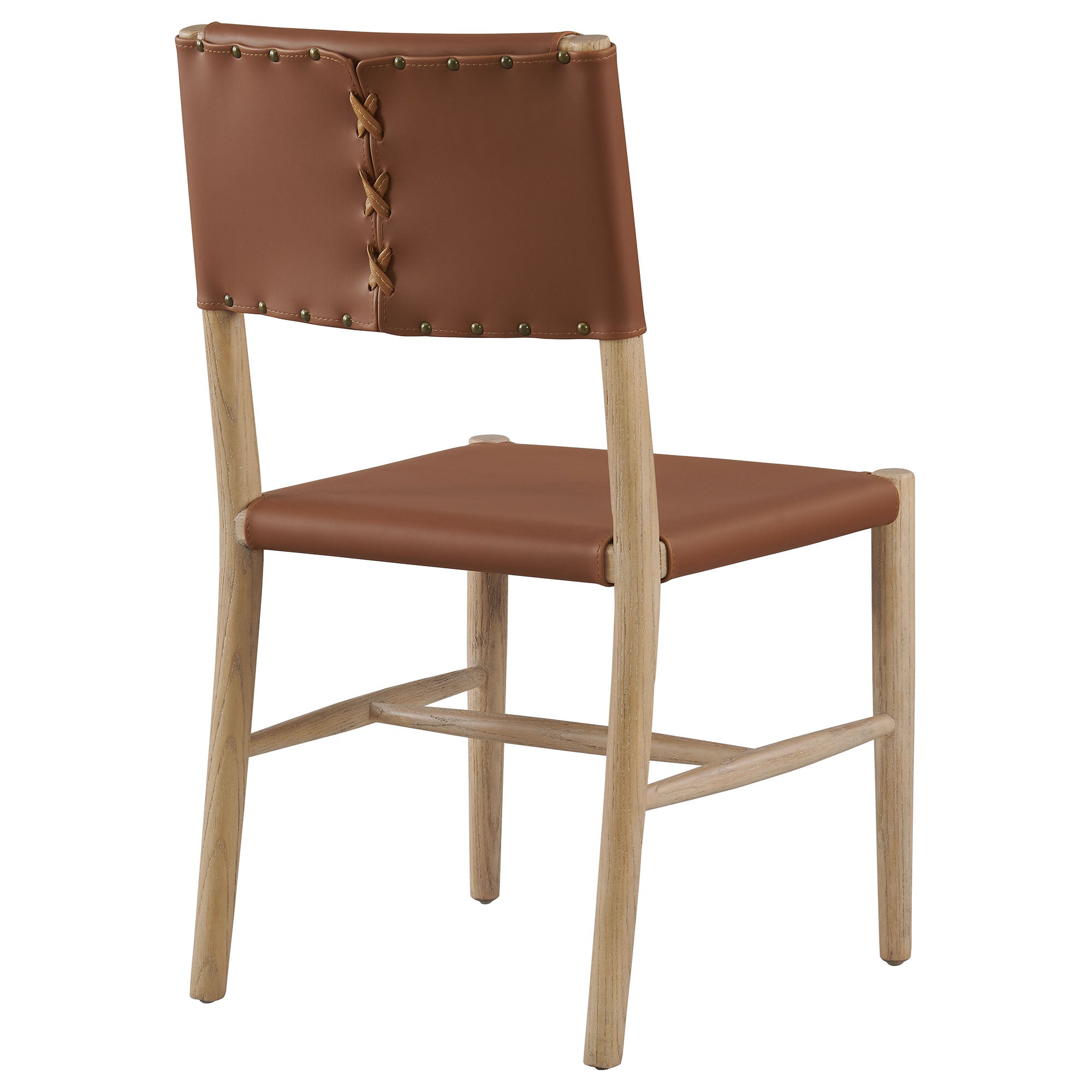 Dover Wood Vegan Leather Dining Side Chairs Set of 2, Natural