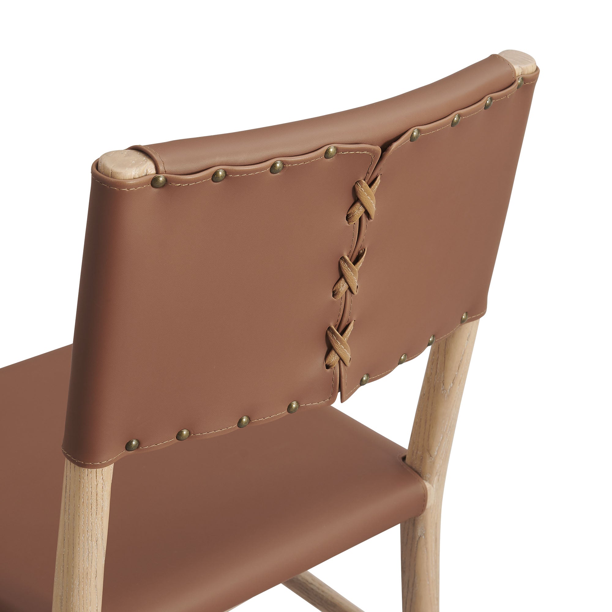 Dover Wood Vegan Leather Dining Side Chairs Set of 2, Natural