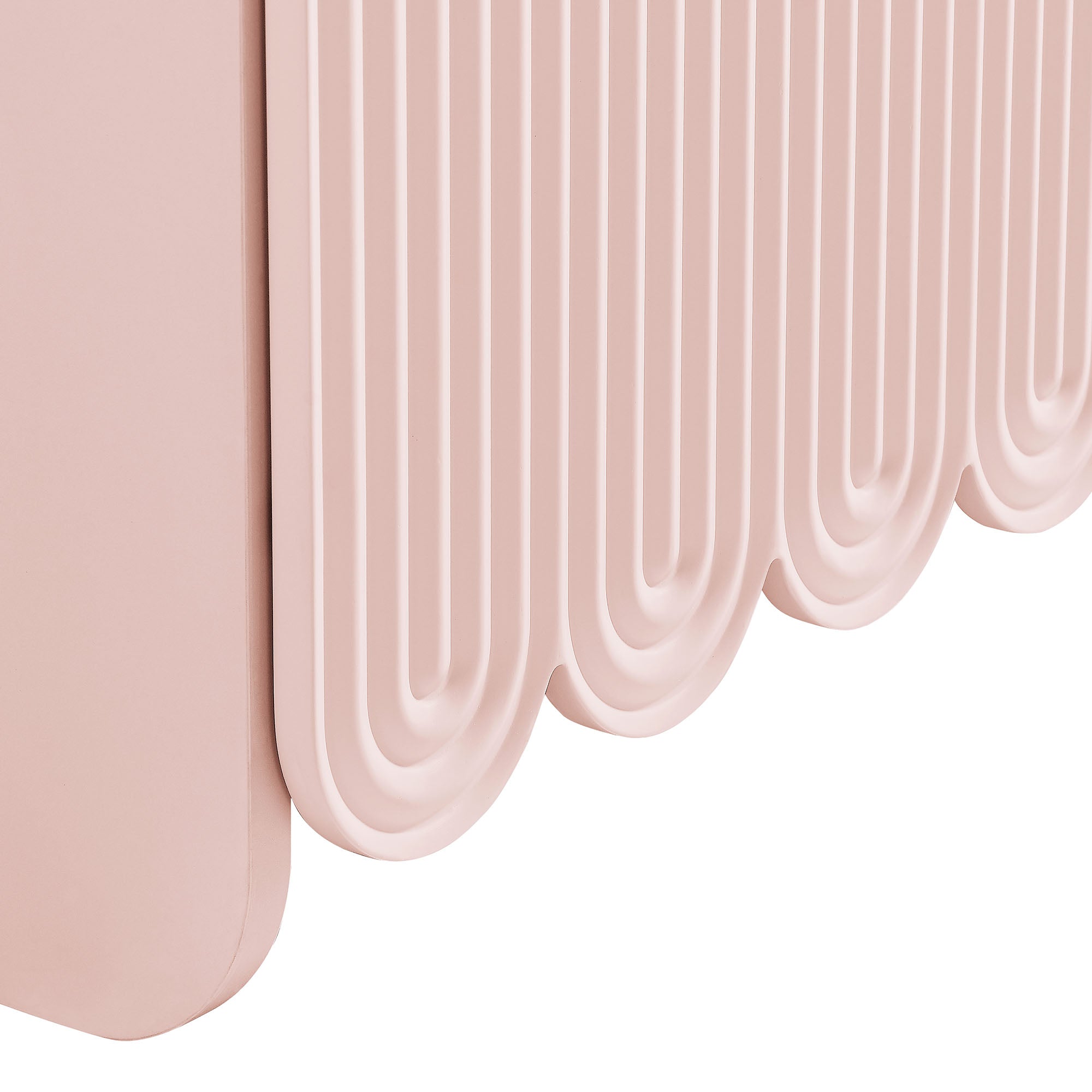 Dahlia Fluted and Scalloped Sideboard Storage Cabinet, Soft Pink