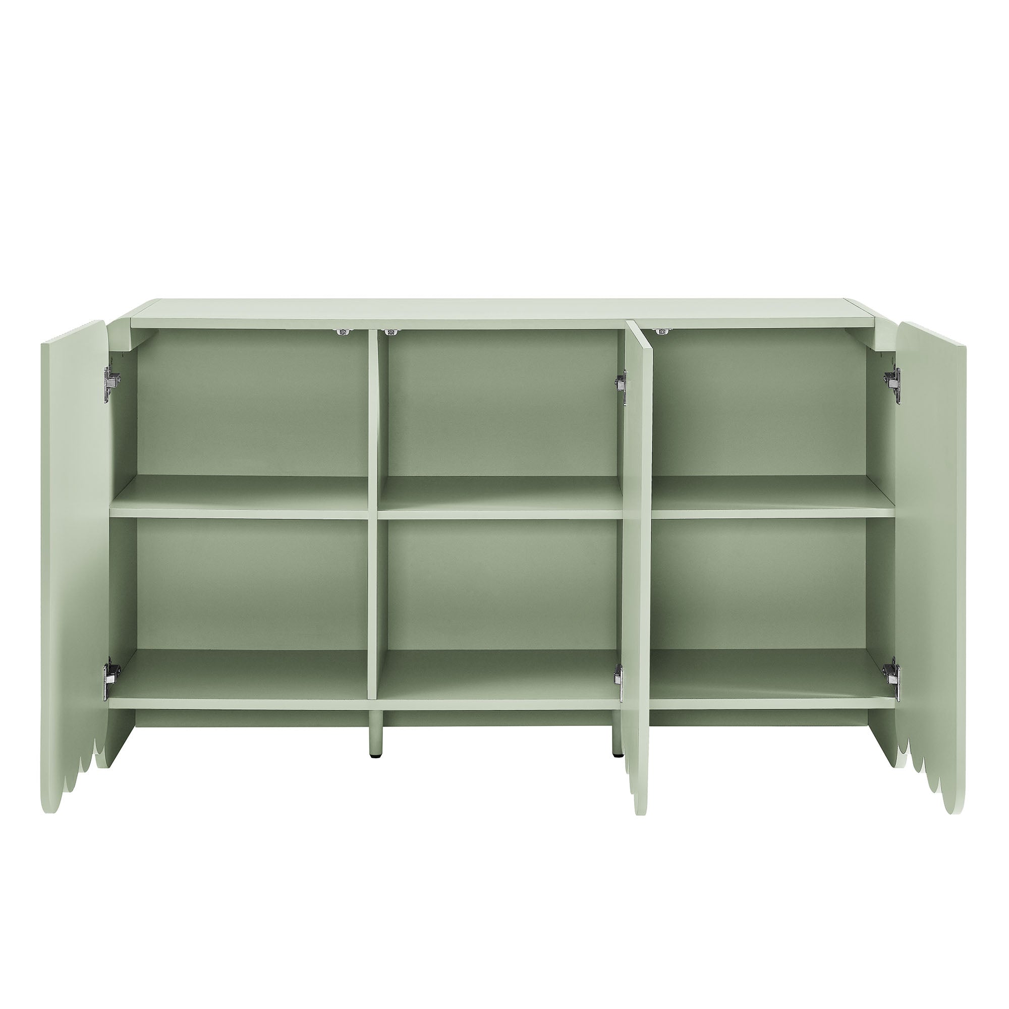 Dahlia Fluted and Scalloped Sideboard Storage Cabinet, Sage