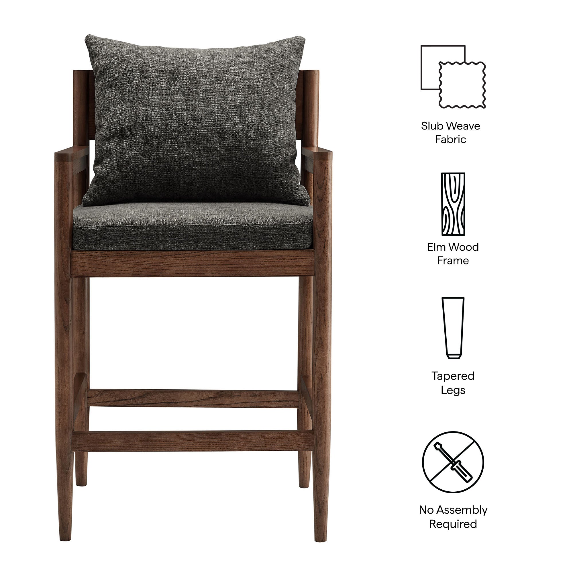 Remington Wood Counter Stool, Charcoal