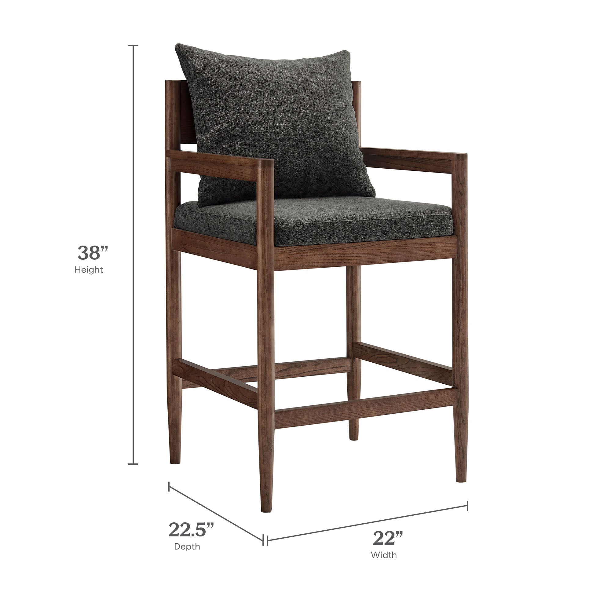Remington Wood Counter Stool, Charcoal