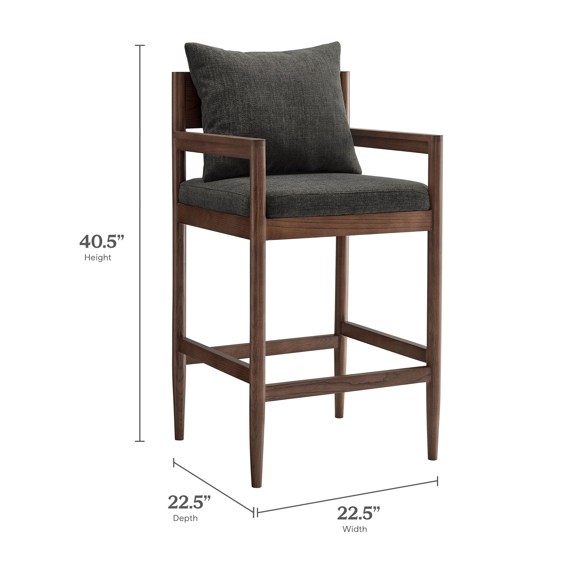 Remington Wood Bar Stool, Charcoal