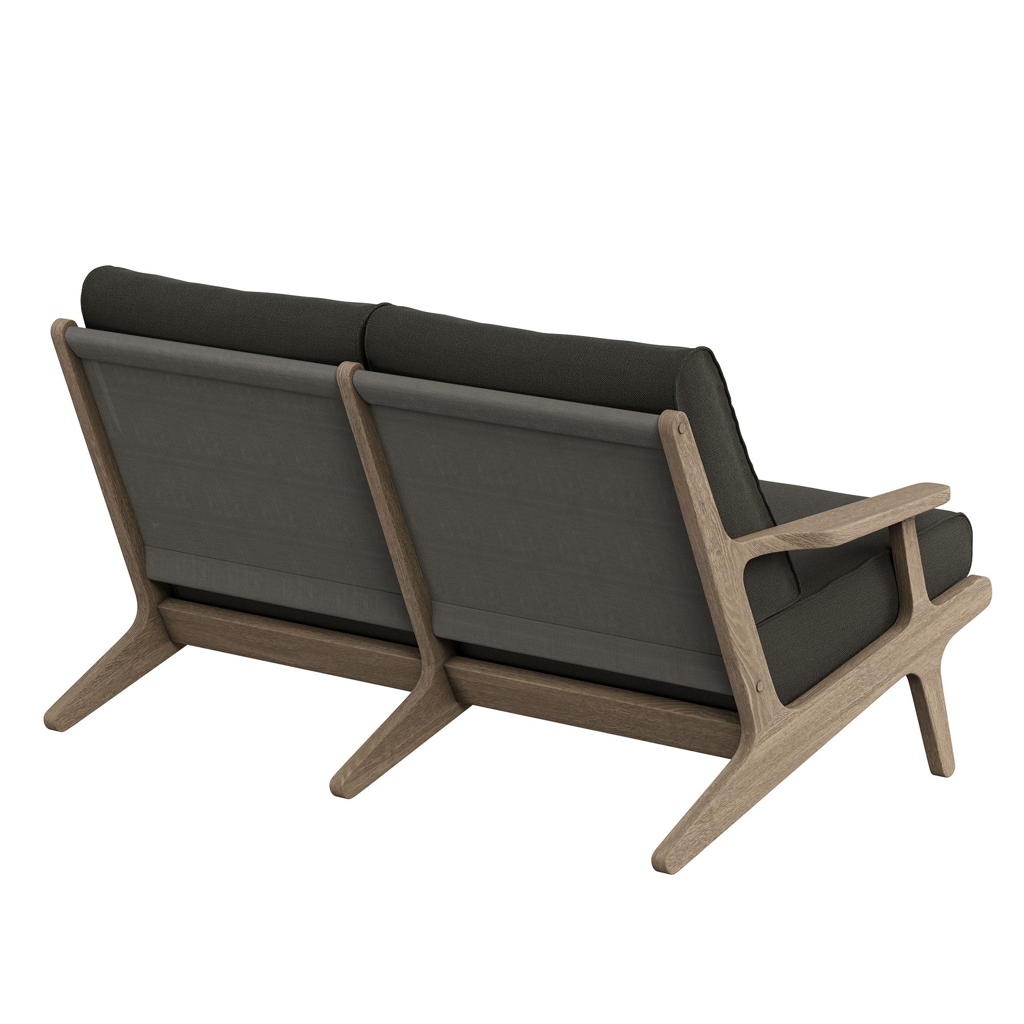 Saratoga Outdoor Patio Teak Wood Loveseat, Flint Gray