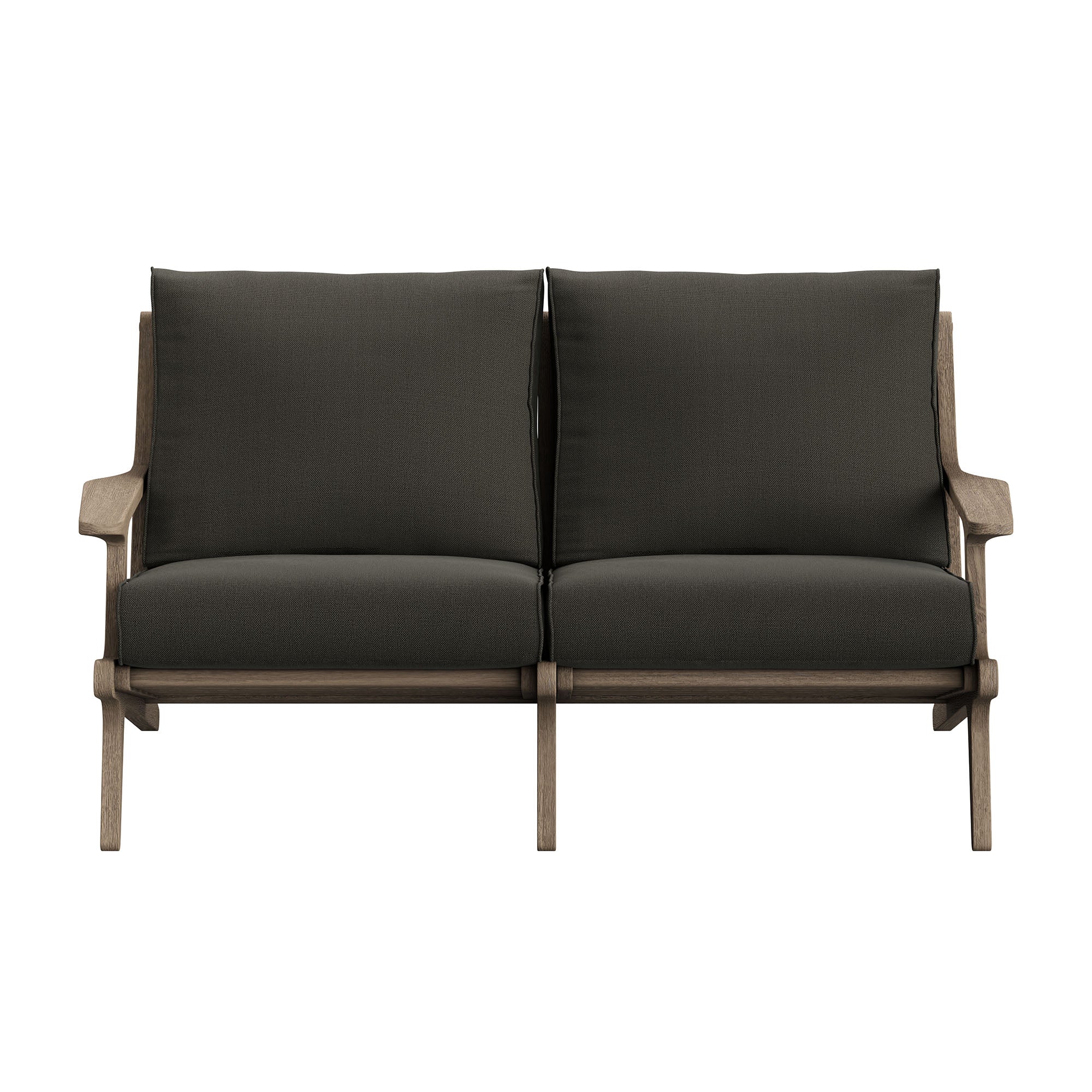 Saratoga Outdoor Patio Teak Wood Loveseat, Flint Gray