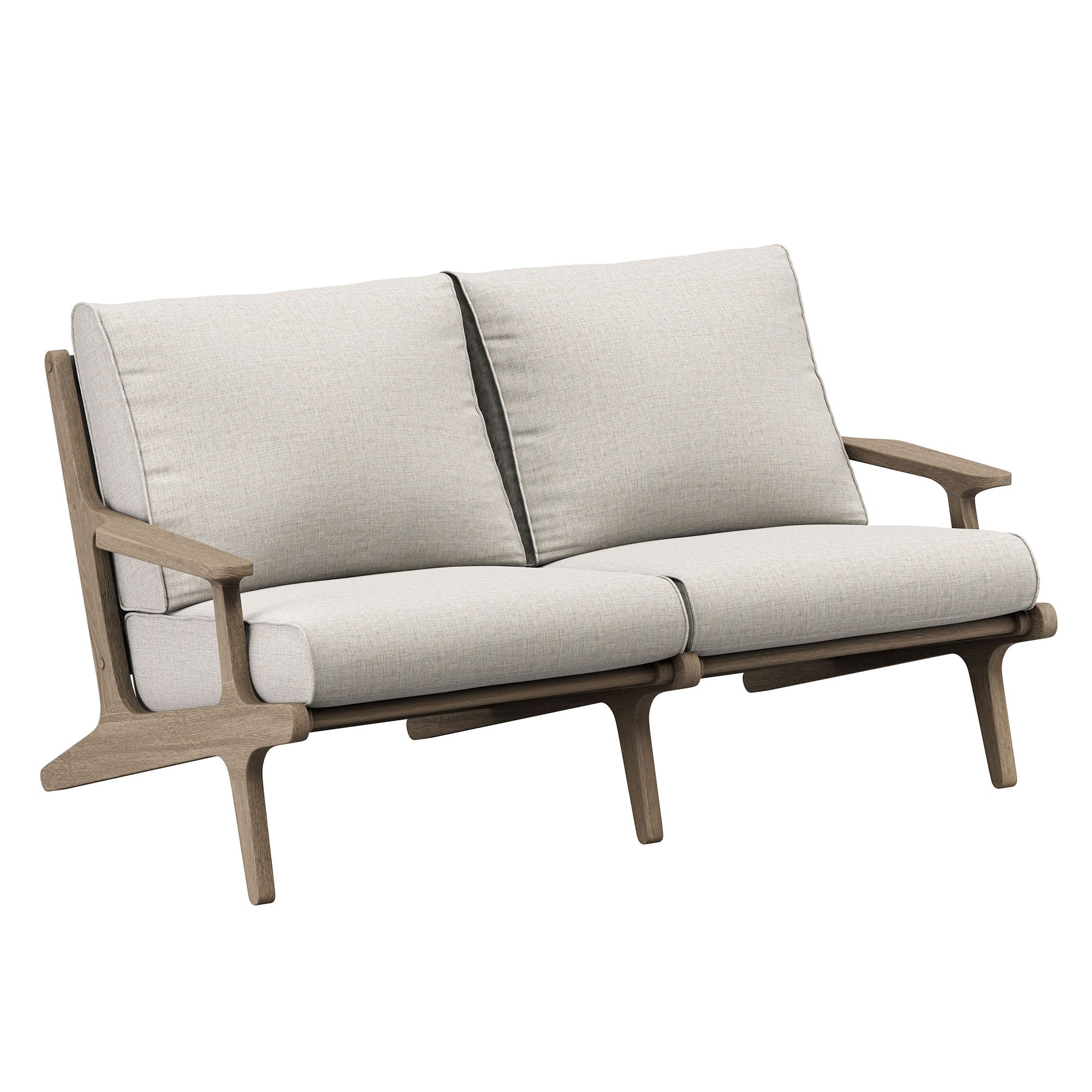 Saratoga Outdoor Patio Teak Wood Loveseat, Pebble