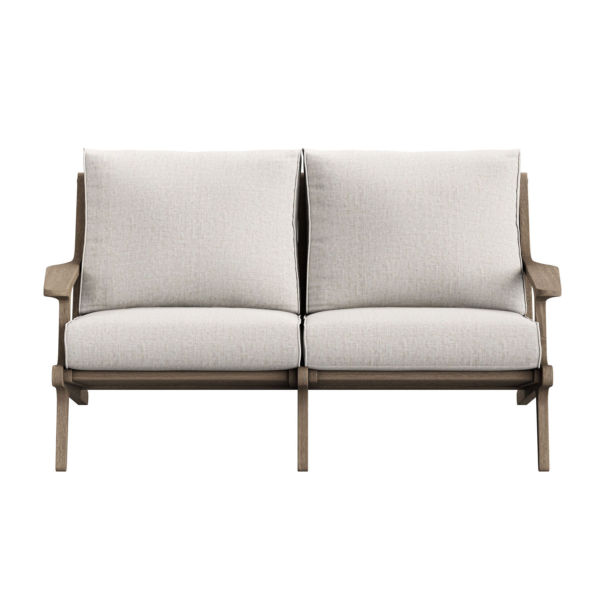 Saratoga Outdoor Patio Teak Wood Loveseat, Pebble