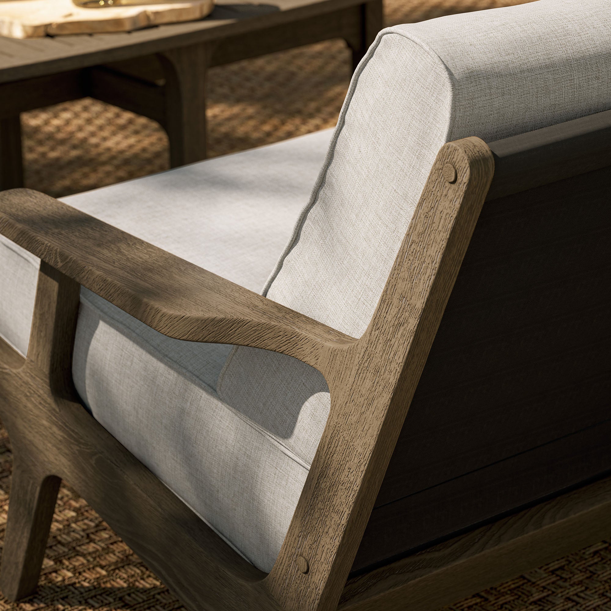 Saratoga Outdoor Patio Teak Wood Loveseat, Pebble