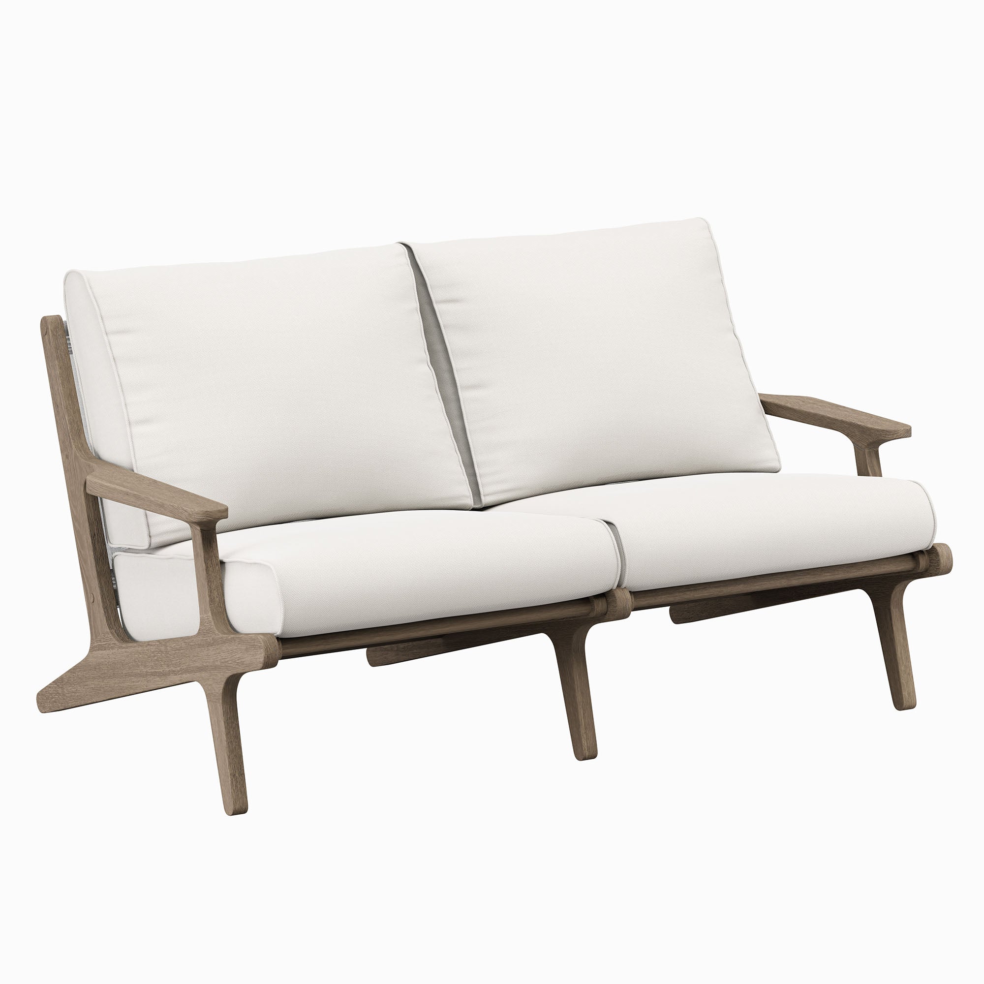 Saratoga Outdoor Patio Teak Wood Loveseat, Weathered Gray