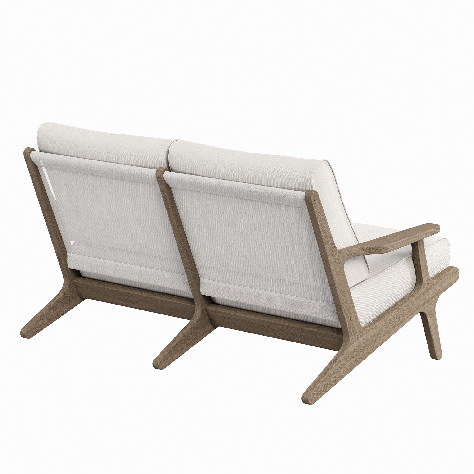 Saratoga Outdoor Patio Teak Wood Loveseat, Weathered Gray